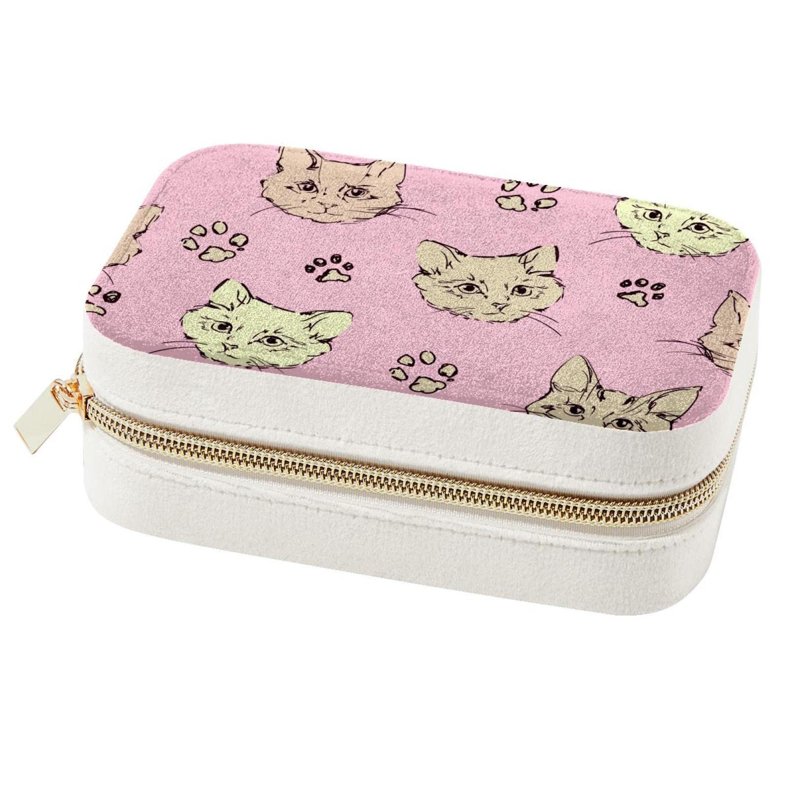 Boîte à bijoux chat : mini organisateur de voyage pour bagues et colliers