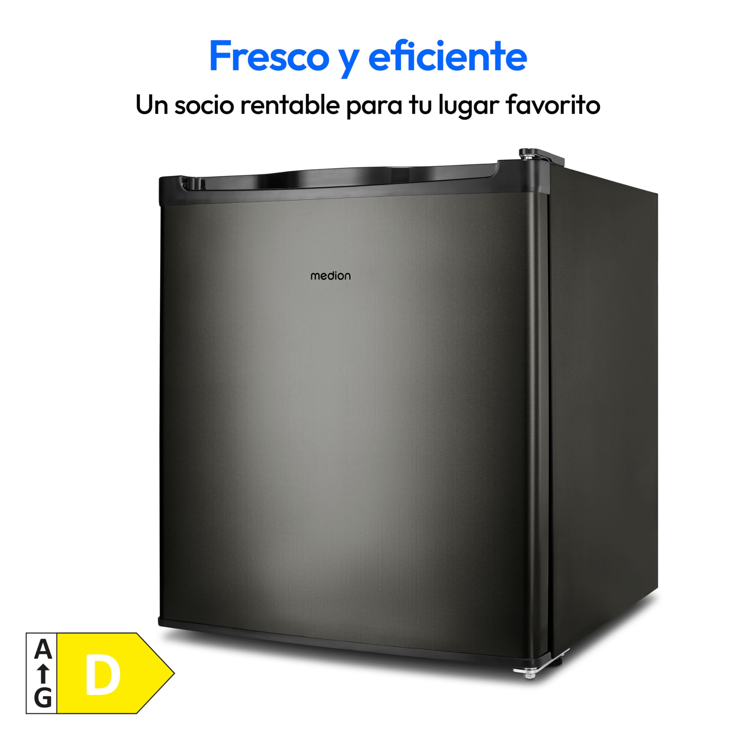 MEDION Minicongelador (33 litros de capacidad, 51 cm de altura, patas regulables en altura, tirador encastrado, ajuste manual de la temperatura, 4 estrellas, MD37675) gris