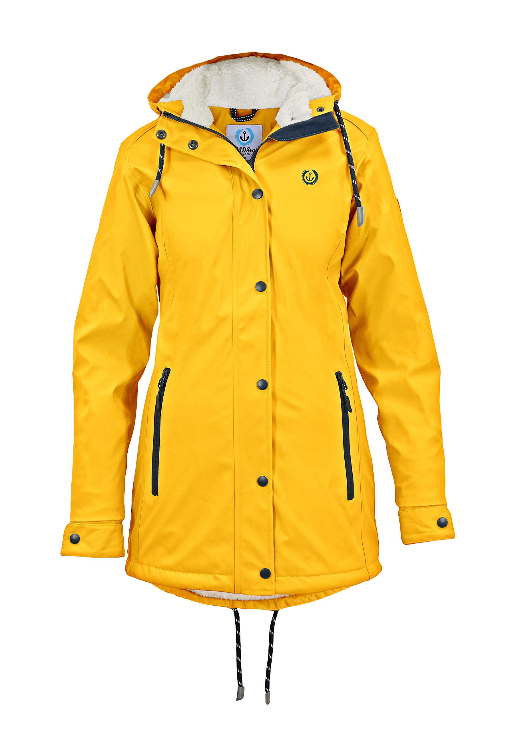 MADSea Damen Regenmantel Friesennerz mit Teddyfleece warm gefüttert Regenjacke wasserdicht