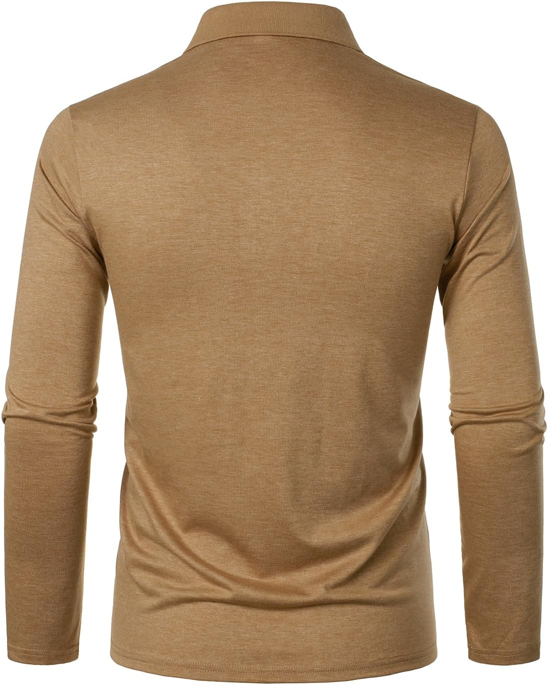 FANARCHER Men's Casual Polo Shirts Classic Long Sleeve Shirt Solid Color Button T-Shirts Cotton Tees Golf Stylish Tops - Image 5