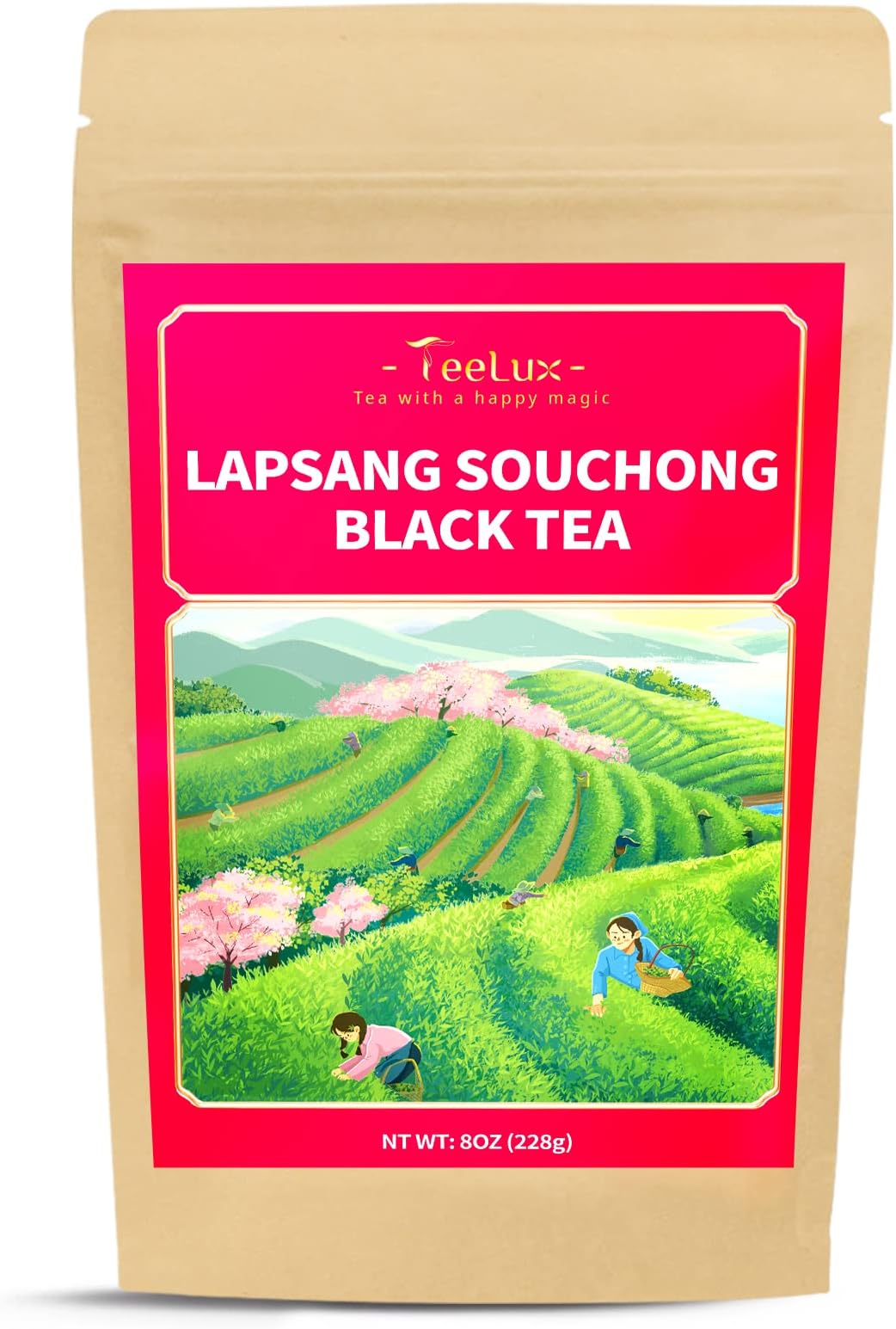 TeeLux Lapsang Souchong Tea, Premium Black Tea Loose Leaf, Chinese Smoked Tea, Caffeinated, 8oz/228g