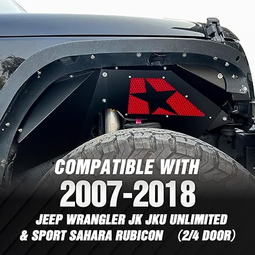 Vista 47 de Forros de guardabarros interiores delanteros compatibles con Wrangler JK y JKU Unlimited 2/4 puertas 2007-2018, estilo atornillable, cubierta