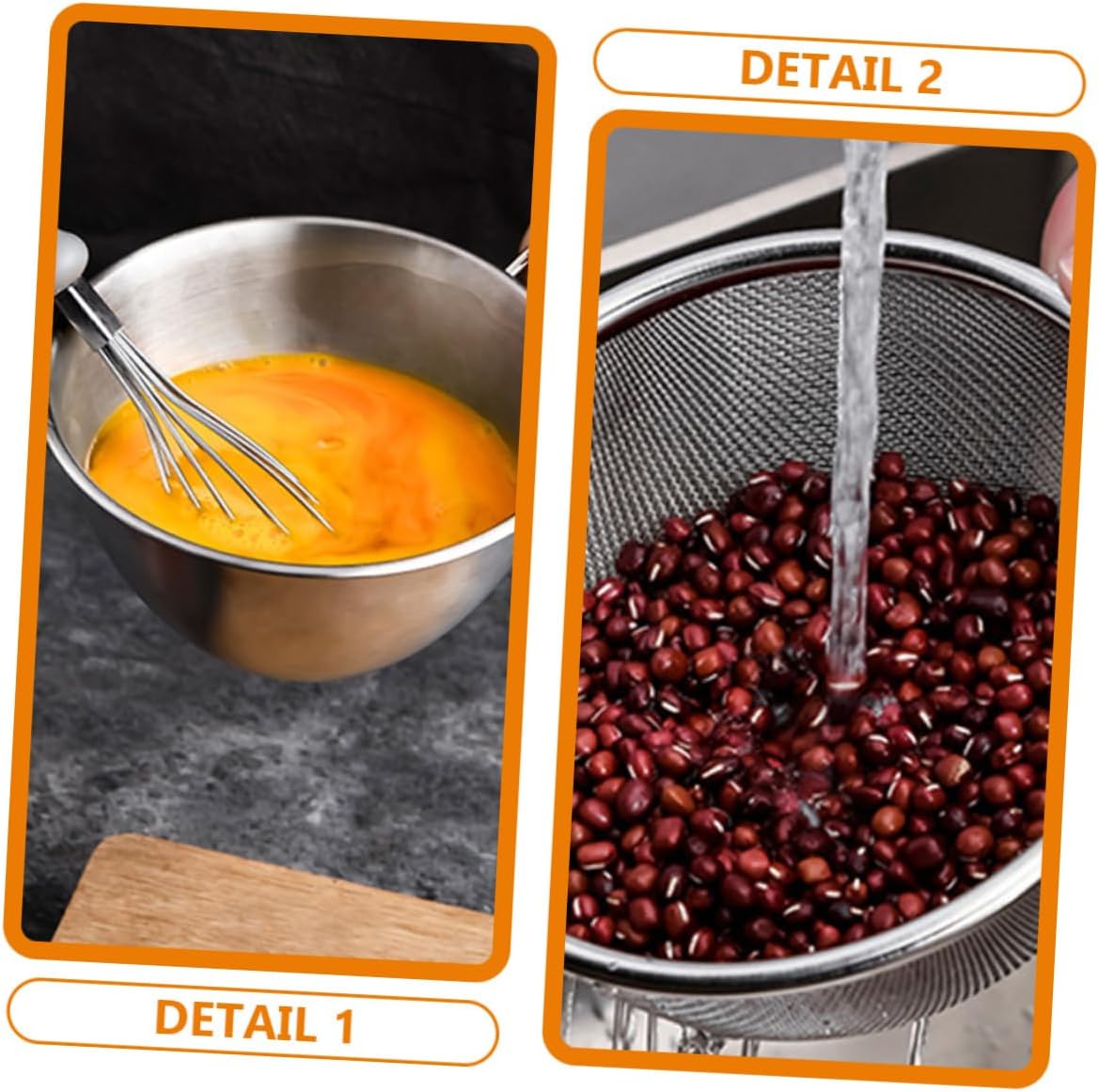 TIDTALEO 1 Set Mesh Salad steel rice sieve Fine Mesh Colander sieve Stainless Colander egg beater small cream rice water filter Rice Colander Strainer Japan mixing bowl fine mesh, 2AINLX4871062508H