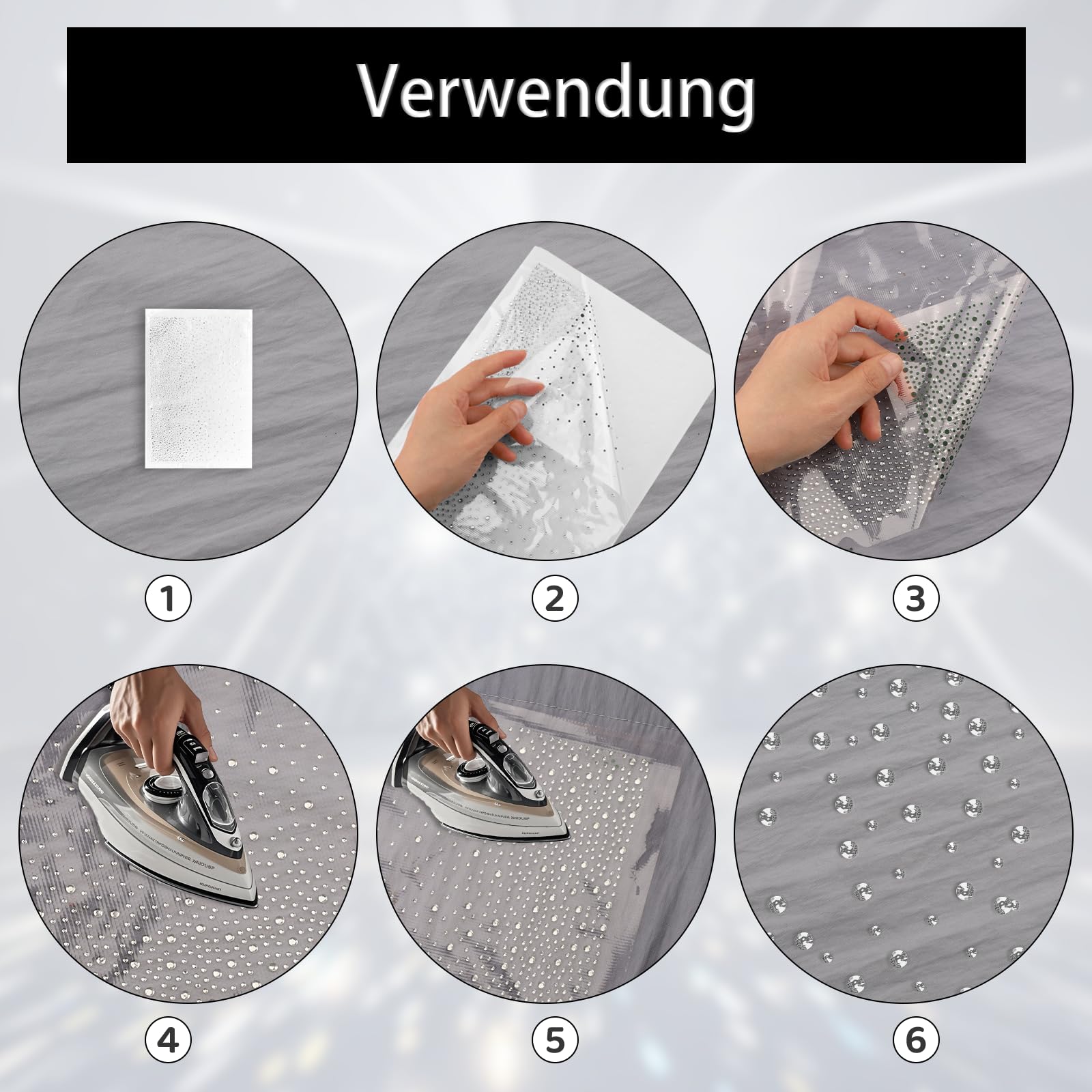 4 vellen strass-steentjes om op te strijken, glitters, hotfix