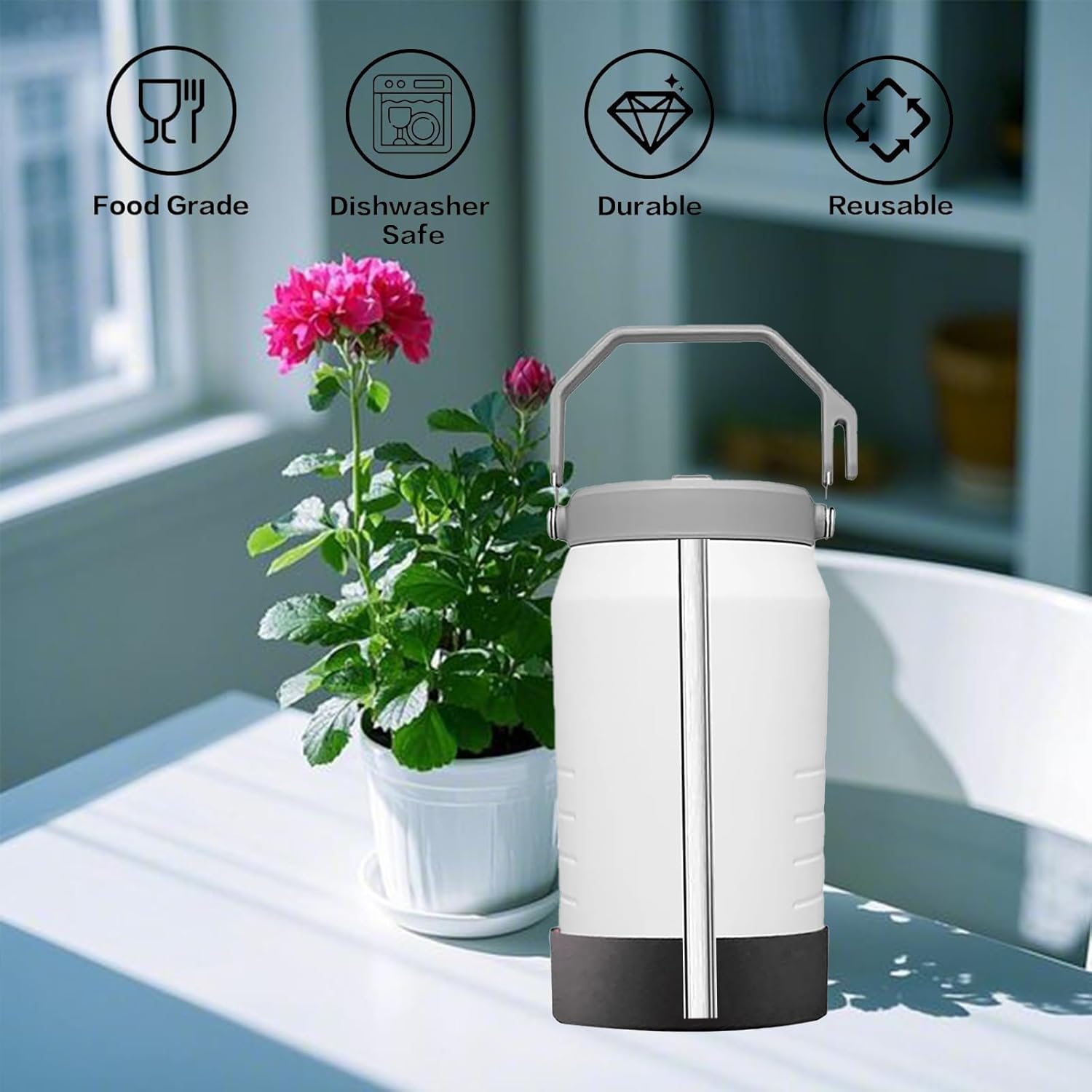 8PCS Reusable Straws for Stanley 64 oz IceFlow Tumbler | Stanley Cup Accessories with 2 Extra Long Straw Cleaner Brushes | PE Plastic Replacement Straws (64oz) - Image 5