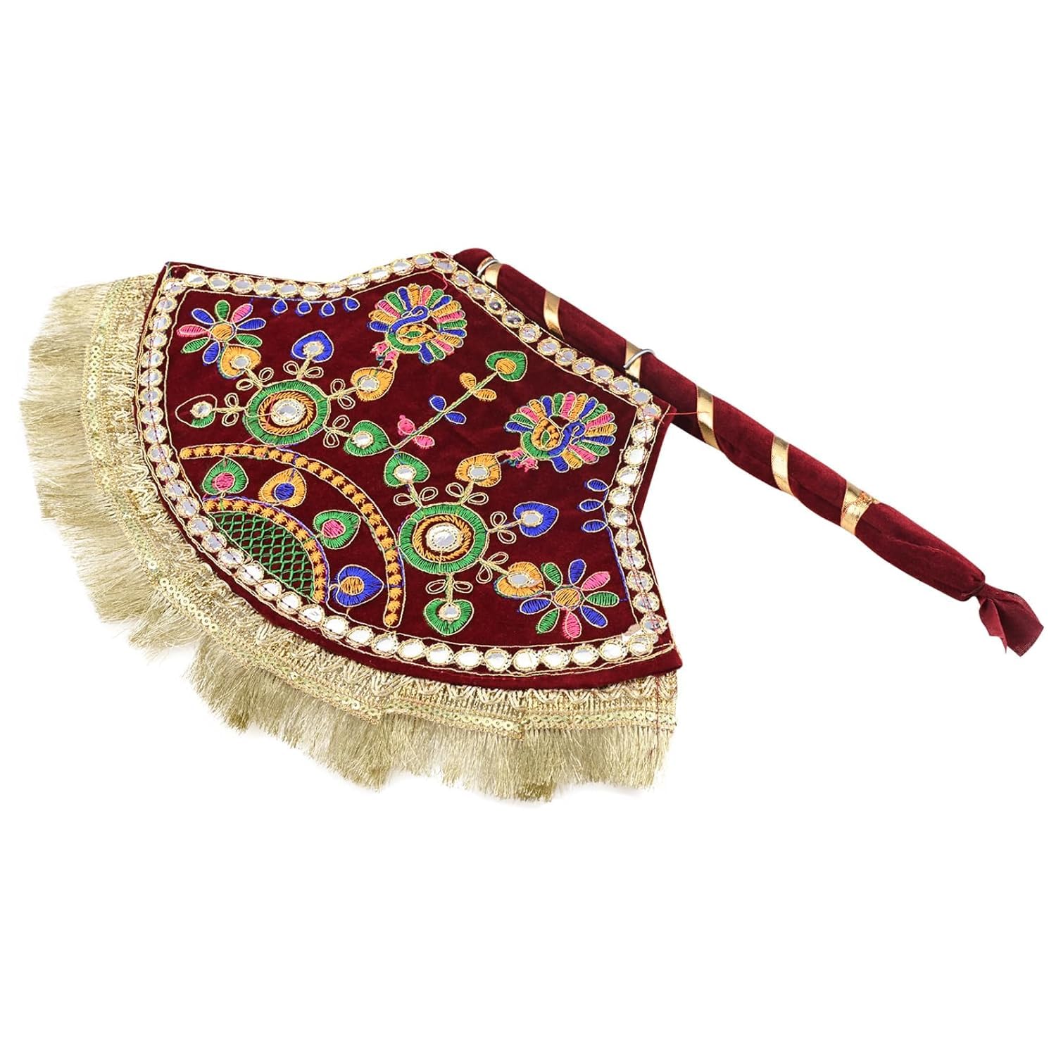 Sgr Handicrafts Decorative Handmade Wedding Fan | Traditional Shadi Ka Pankha (Pankhi Vinjano) | Ethnic Hand Fan for Marriage Ceremonies, Festive Occasions & Gifting | Pack of 1