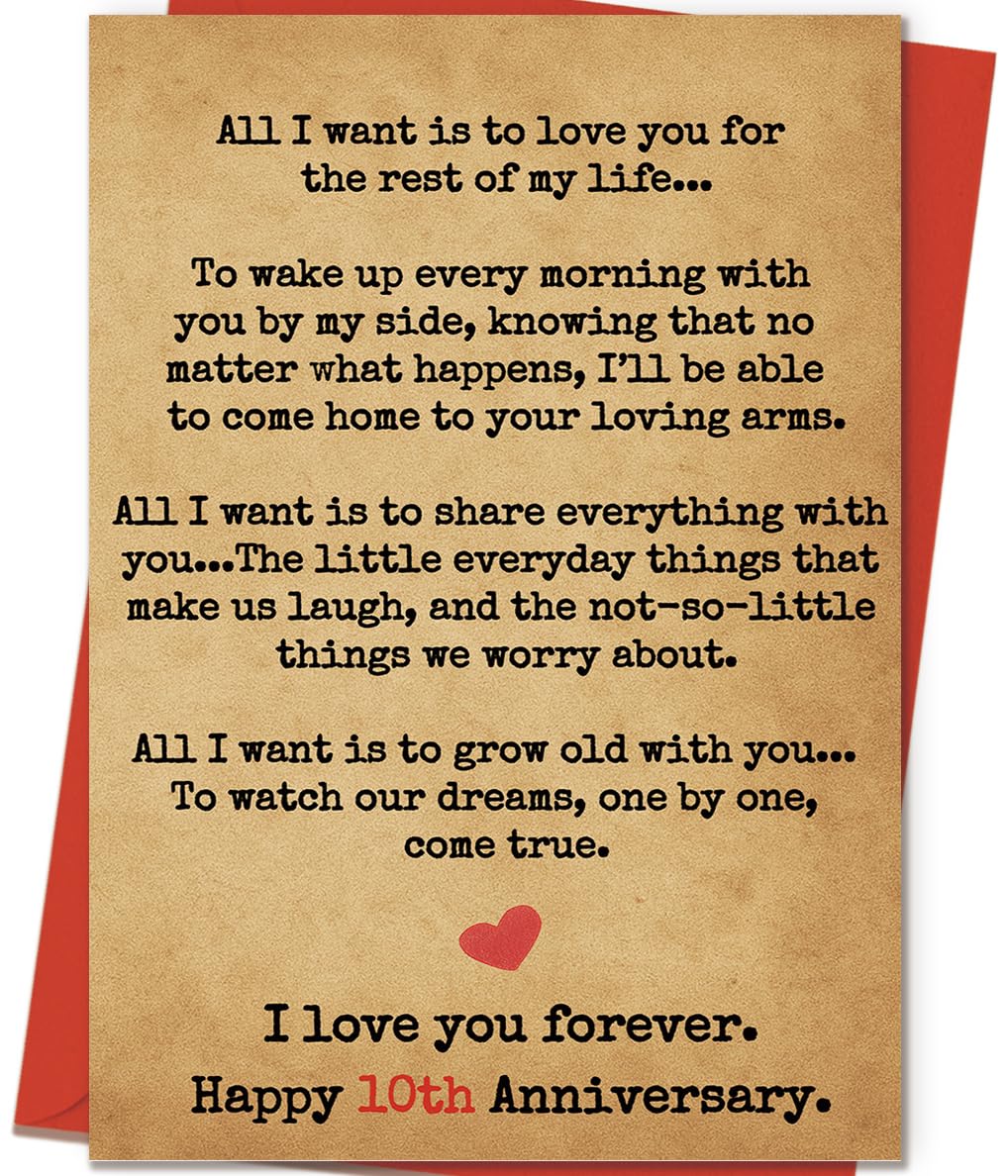 ICOOLYI 10 Year Anniversary Romantic Card