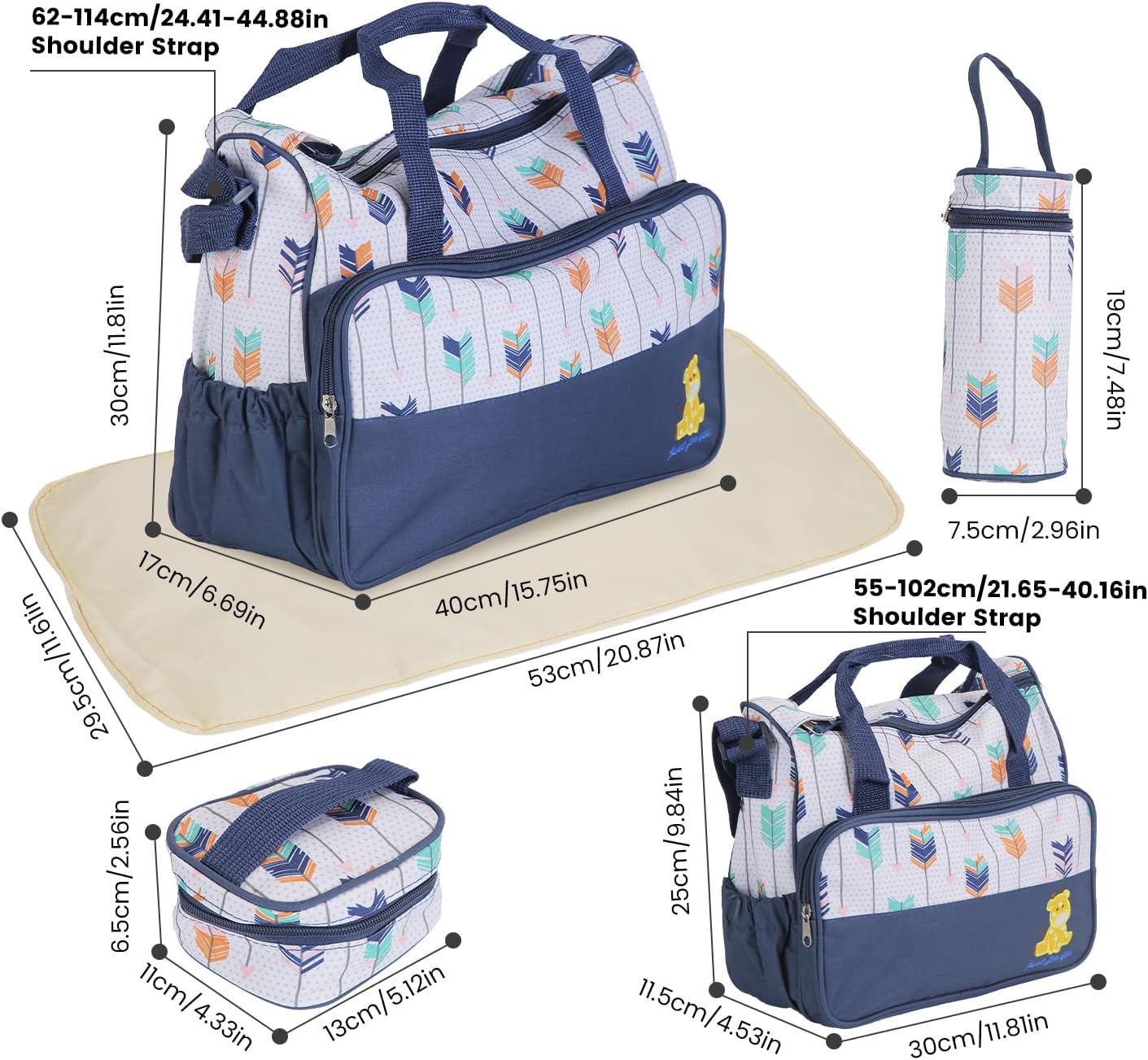 Baby Diaper Bag Set, Large Baby Doll Diaper Backpack with Changing Pad & Pacifier Case, Travel Girl/Boy Tote Bags