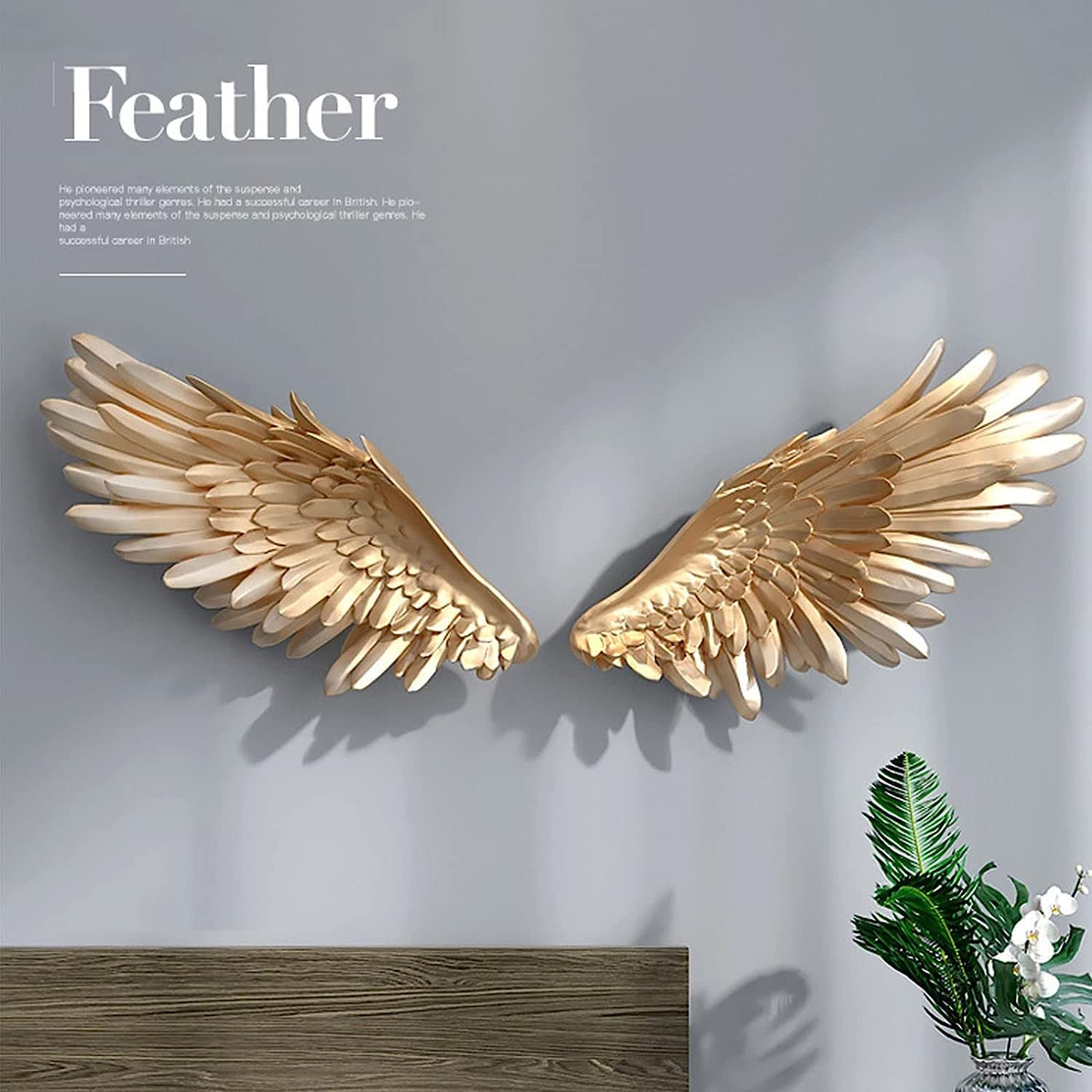 Amazon.co.jp: 金属の天使の​​翼の壁の彫刻、装飾的な大きな翼の壁の