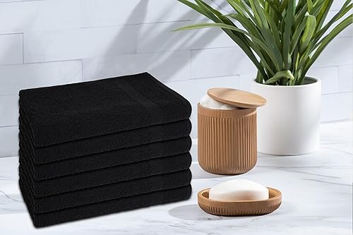 Miniatura 2 de Paquete de 24 toallas de salón negras de algodón a prueba de blanqueador, paquete de 24 toallas de pelo negro, toallas de mano de algodón negro a