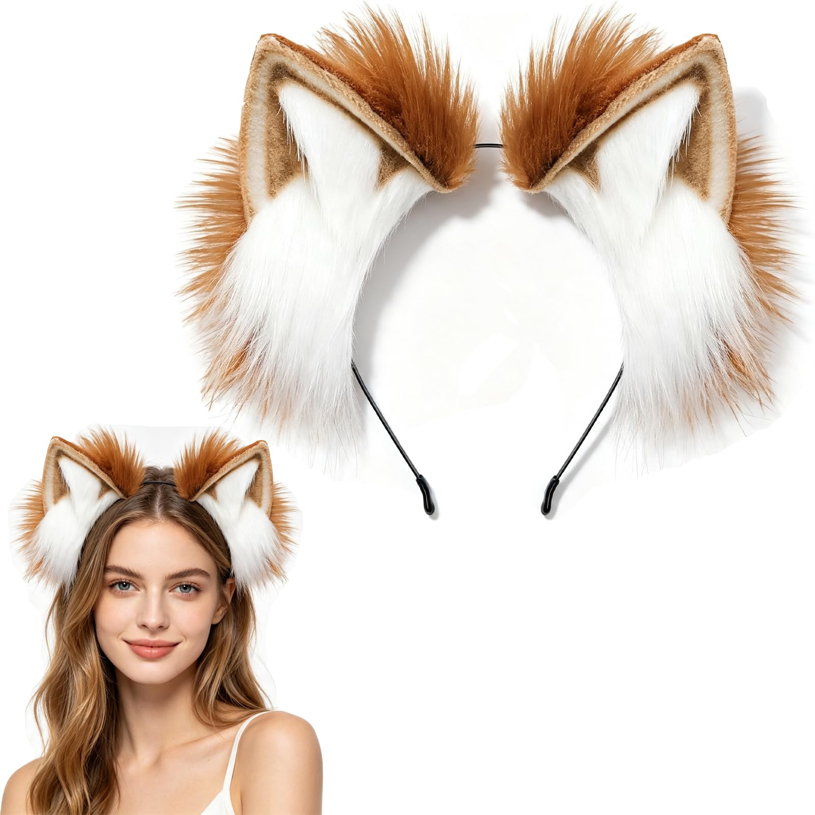 SrgPui Wolf Ears Headband, Realistic Wolf Ears, Fox Ears Headwear