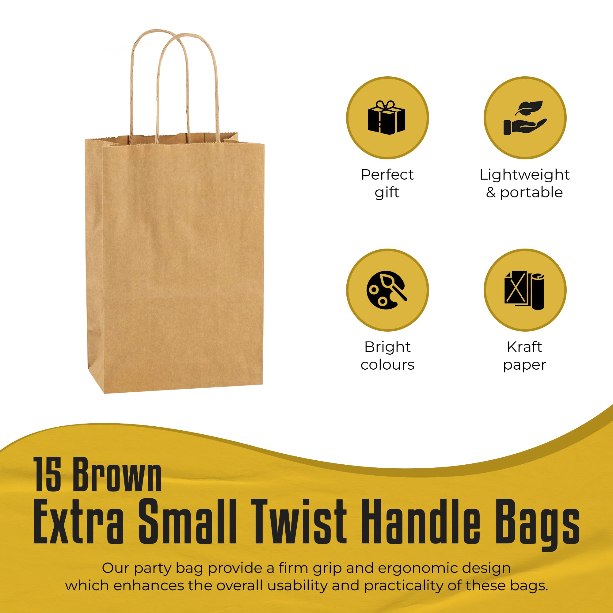 Thepaperbagstore 15 Brown Paper Party Bags With Handles, Colourful Paper Gift Bags for Kids and Adults Parties Birthdays - Image 2