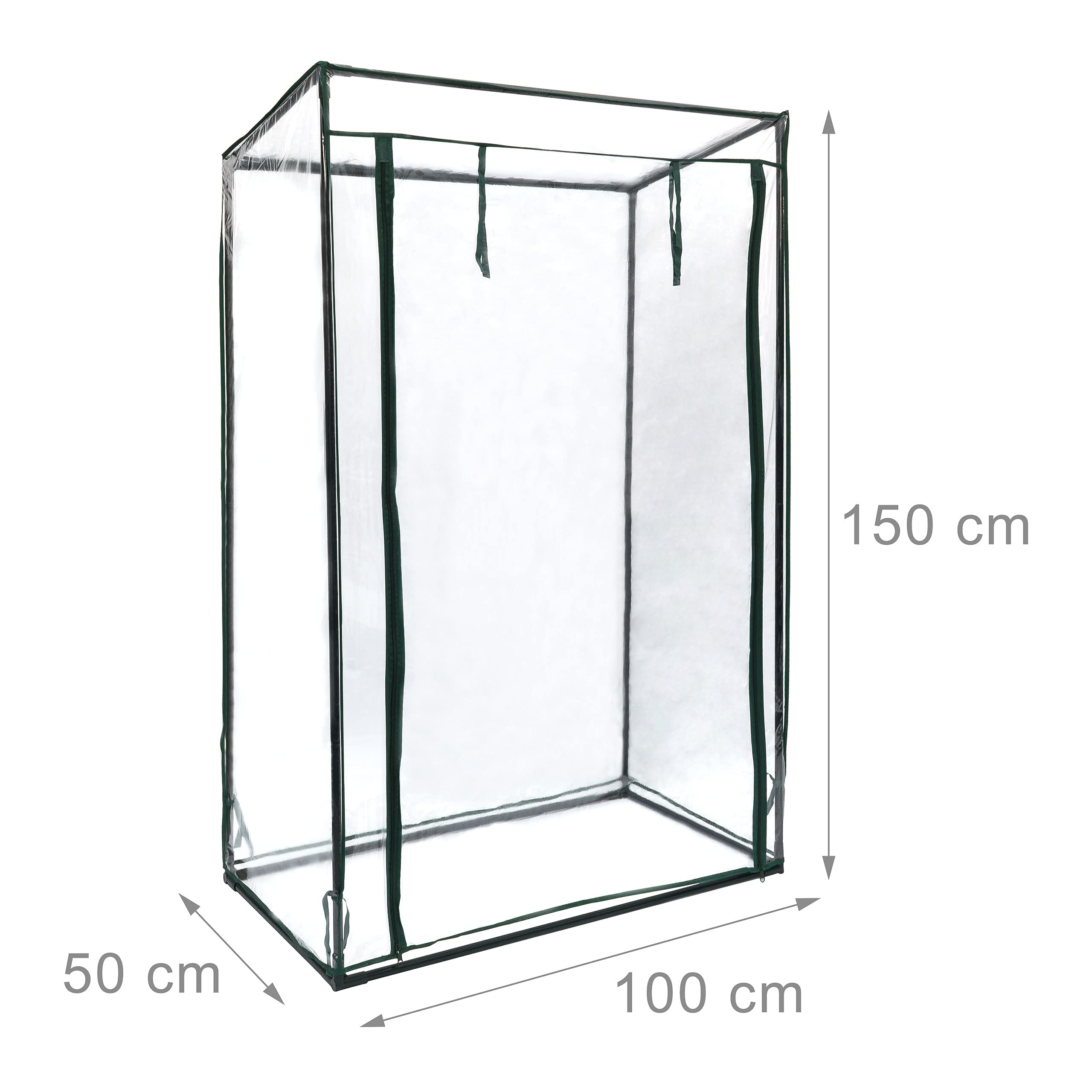 Relaxdays 10020027_344 Serre de jardin à tomates TOMMY Tente pour plantes Protection des légumes Toit abri hiver 150 x 100 x 50 cm PVC housse résistante fleurs