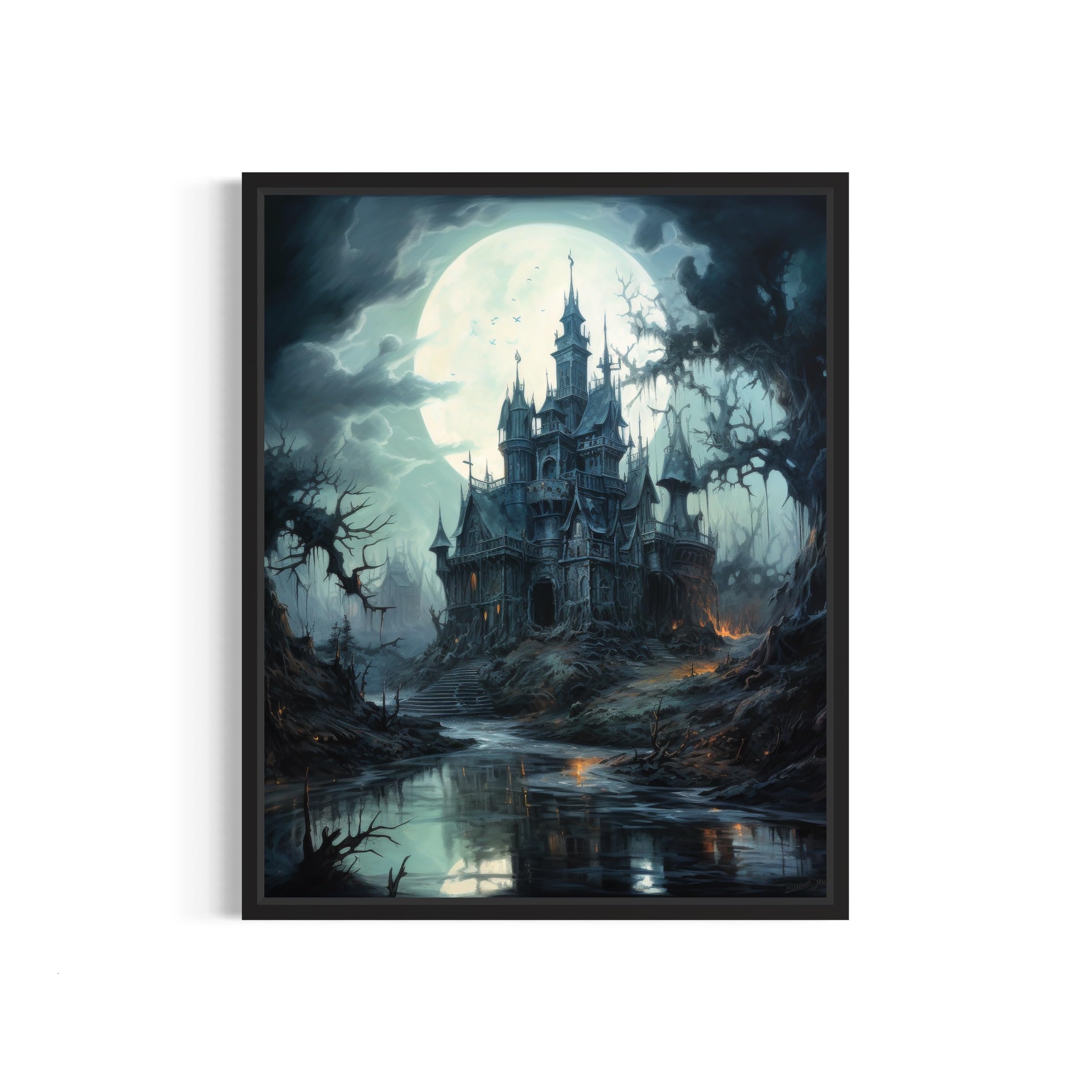 Amazon.com: Haunted Castle Poster Art Print, Halloween Scary