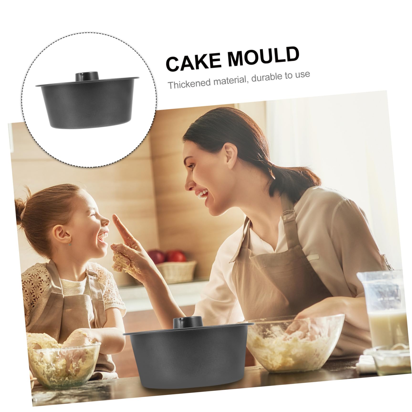 Stampo per Dolci in Acciaio al Carbonio Nero, Extra Spesso e Antiaderente, Forma Rotonda Centro Vuoto, Facile da Sformare per Torte e Budini
