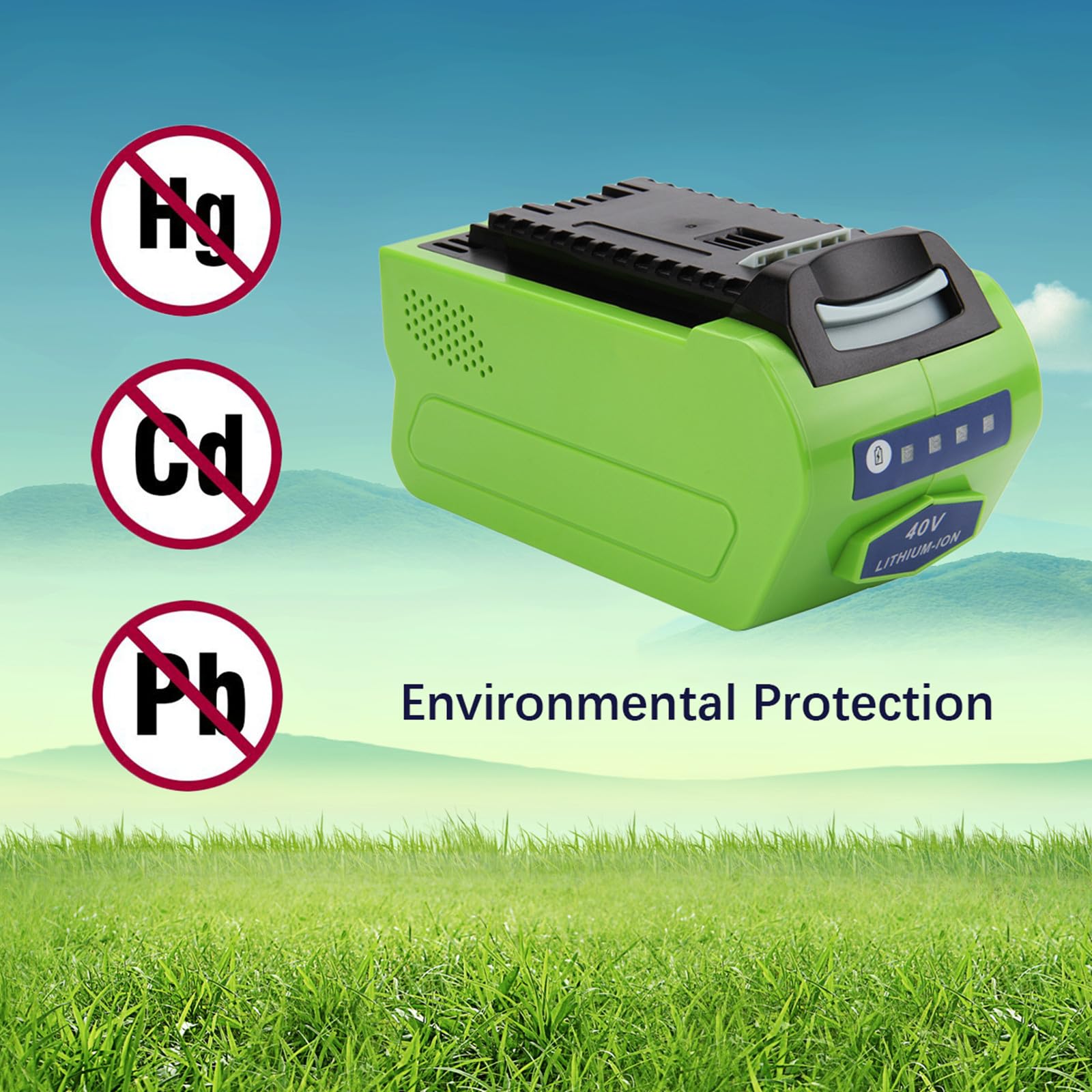 Exmate 40V 5.0Ah Batteria per GreenWorks G-MAX 29472 29282 2601102 24252 29462 29302 29662(Non Gen 1)