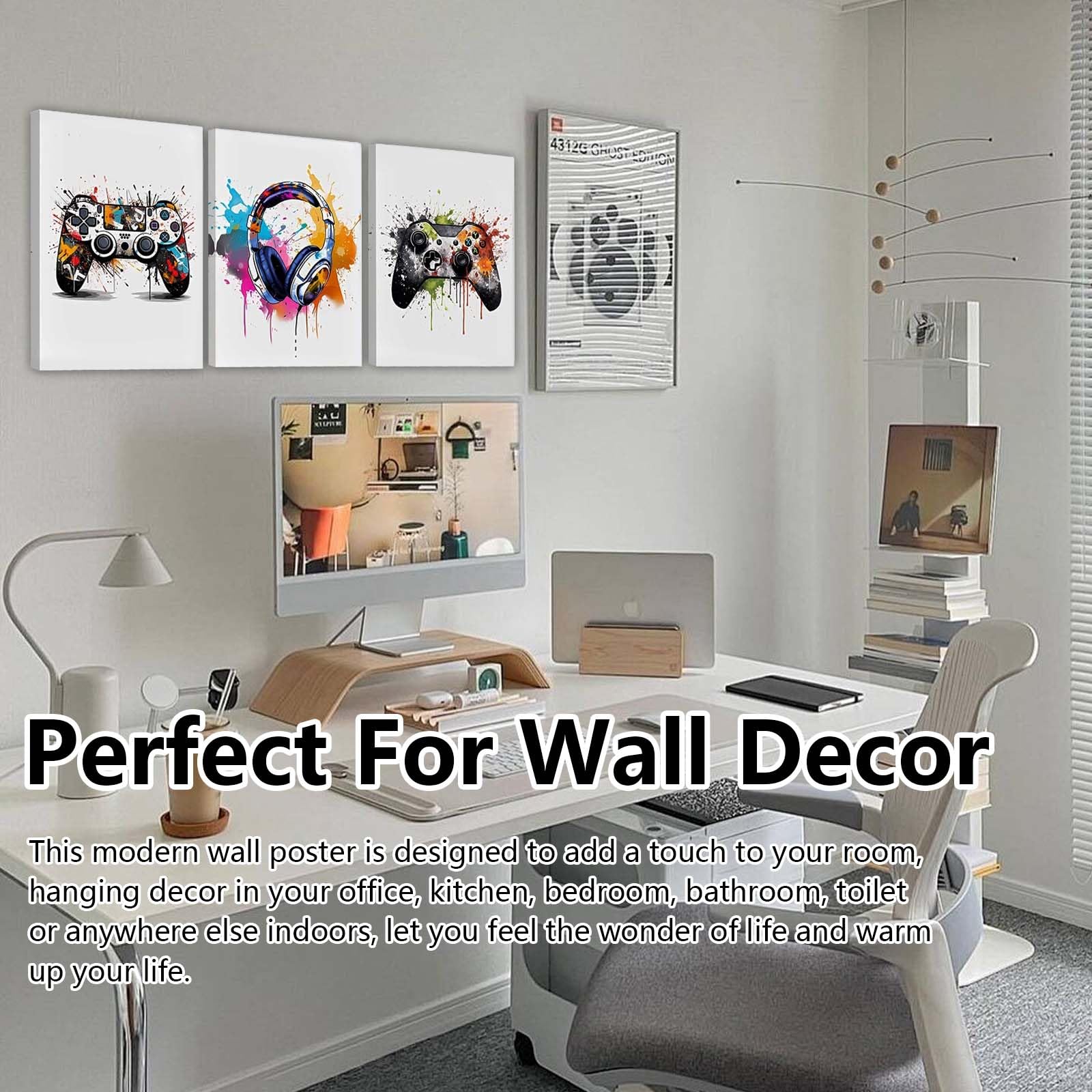 Póster de Juegos con Marco 3PCS Imágenes de Habitación Juvenil Decorativos de Pared