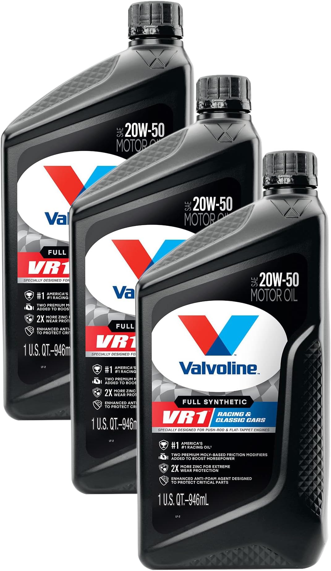 VR1 Racing Synthetic SAE 20W-50 Motor Oil 1 QT (Pack of 3)