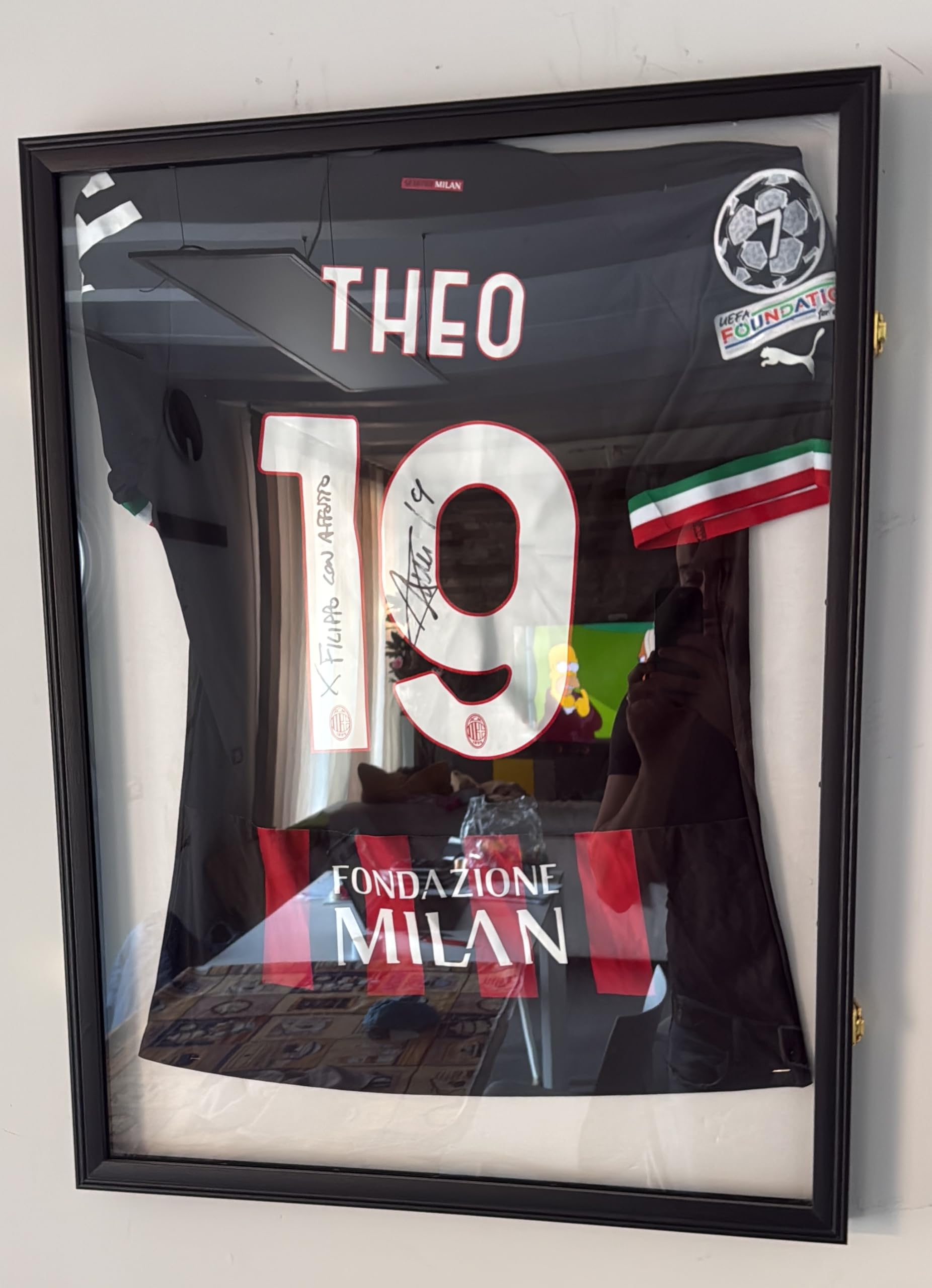 ONE SHOP Teca Quadro Vetrinetta Bacheca Cimeli Sportivi Cornice maglie sportive autografate maglie artisti musciali Quadro in LEGNO chiave di chiusura 60x80 cm