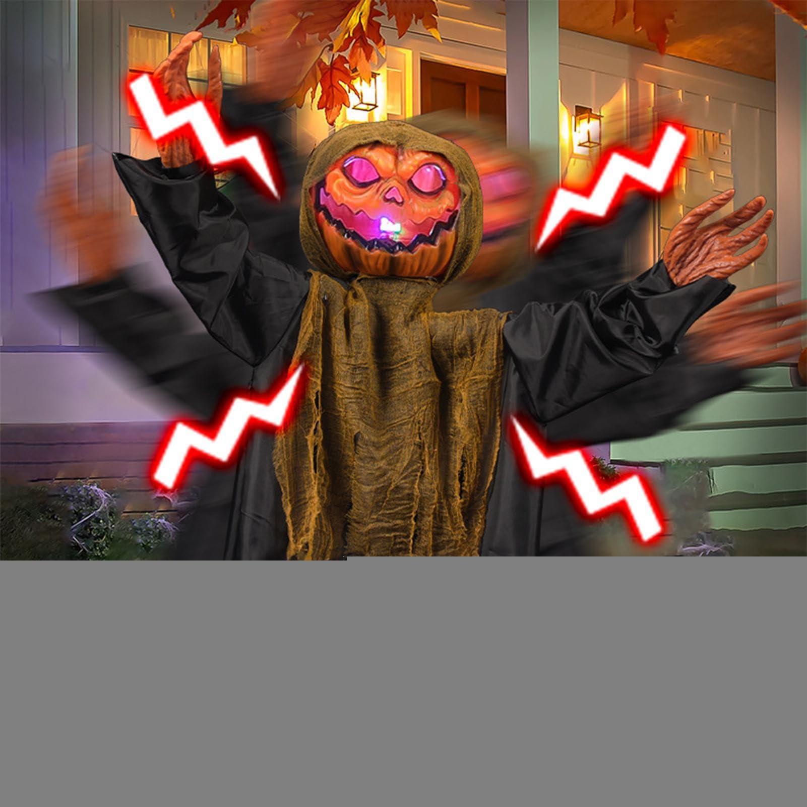 Dekoracje Halloween Animowane Dyniowy Duch Dekoracja Świąteczna | Straszna Dekoracja Wahadłowa Ze Światłem I Dźwiękiem Na Taras Podwórko Ścieżka Trawnik