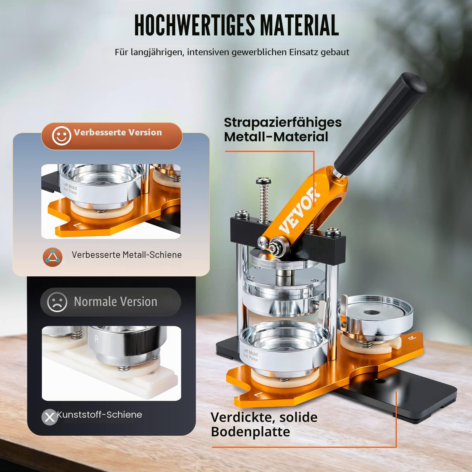 VEVOR Knopfmacher-Maschine, 75 mm Größen Abzeichen-Stanzer-Set, Kinder DIY Geschenke Pin Maker, Knopfherstellung Zubehör mit 100 Stück Knopfteilen & Kreisschneider & Zauberbuch