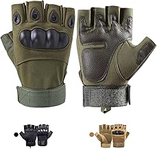 Cubeplug Mens Breathable Padded Fingerless Motorcycle Gloves Half Finger Gloves for Cycling Hiking Climbing Outdoor Sports, Olive Green(SPK4)