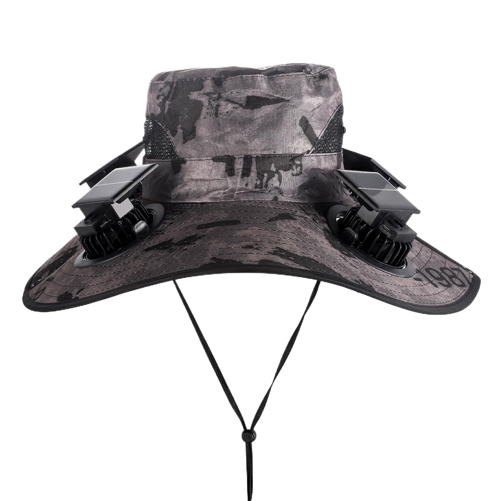 Cappello con ventilatore integrato e pannello solare, cappello a tesa larga con 4 ventole solari, cappello estivo per esterni, campeggio, giardino, escursionismo