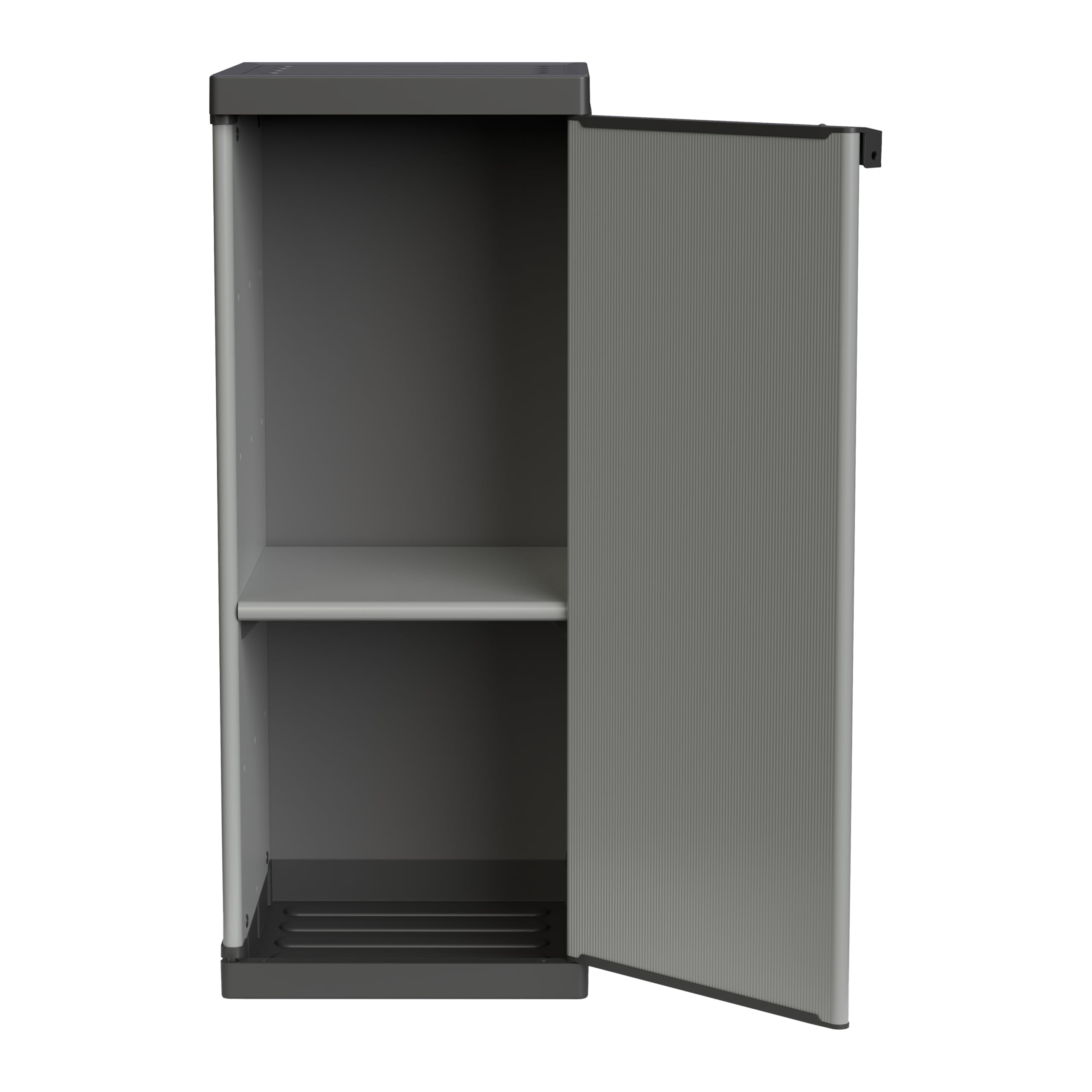 Adventa Armoire résine PVC PP 1 porte 1 étagère 34x40x85 cm Gris Noir 4 unités