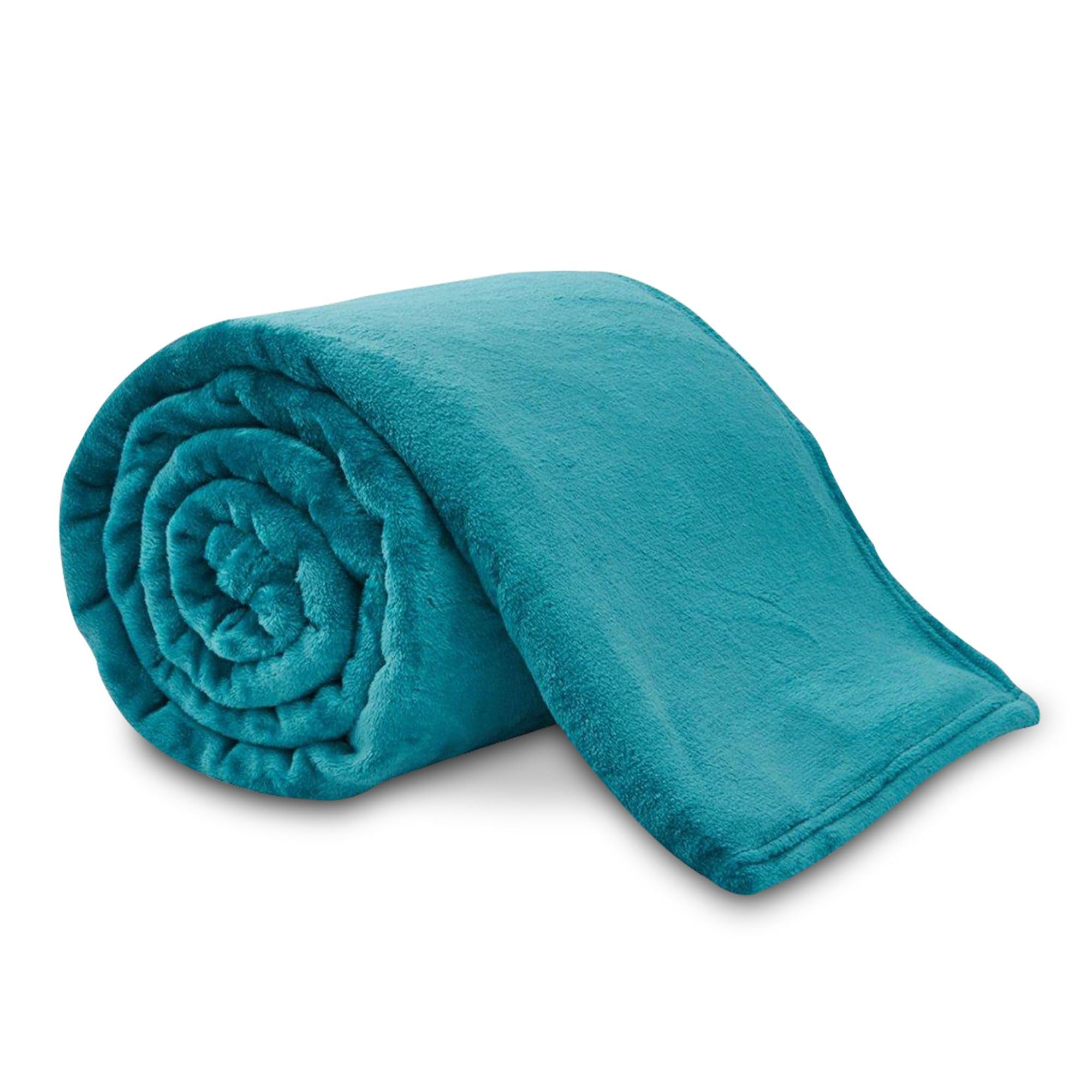 VELVETIO Premium Flannel Fleece Throw 200 x 240cm, Super Soft Lightweight Thermal Warm Sofa Bed Blanket, Cuddly & Fluffy Large Plain Throws for Armchair, Teal