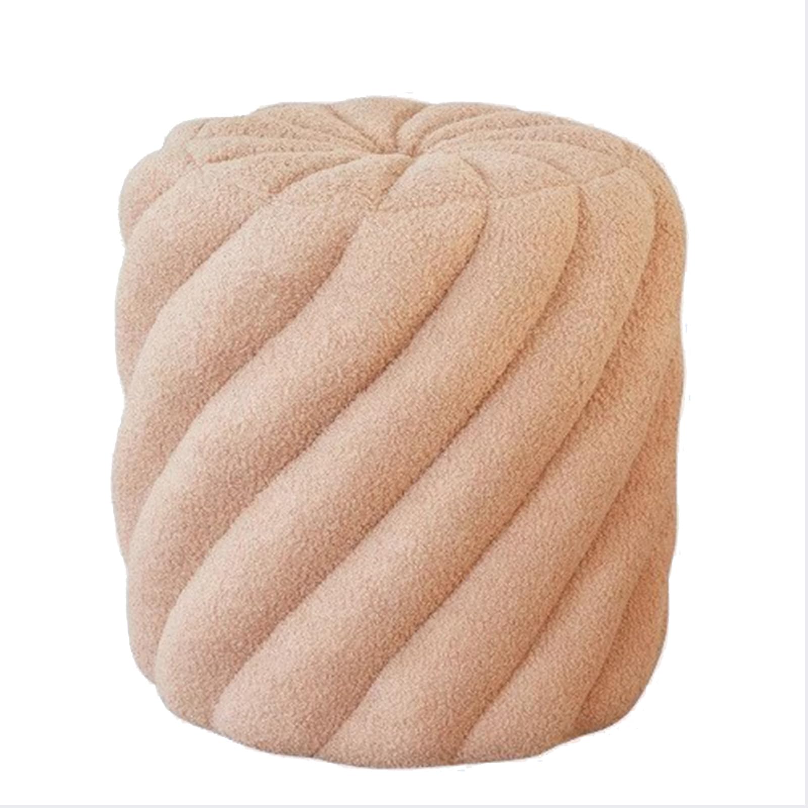 Moderno ottomano rotondo con seduta morbida imbottita, sgabello multifunzionale in pile per trucco, poggiapiedi imbottito per soggiorno camera da letto