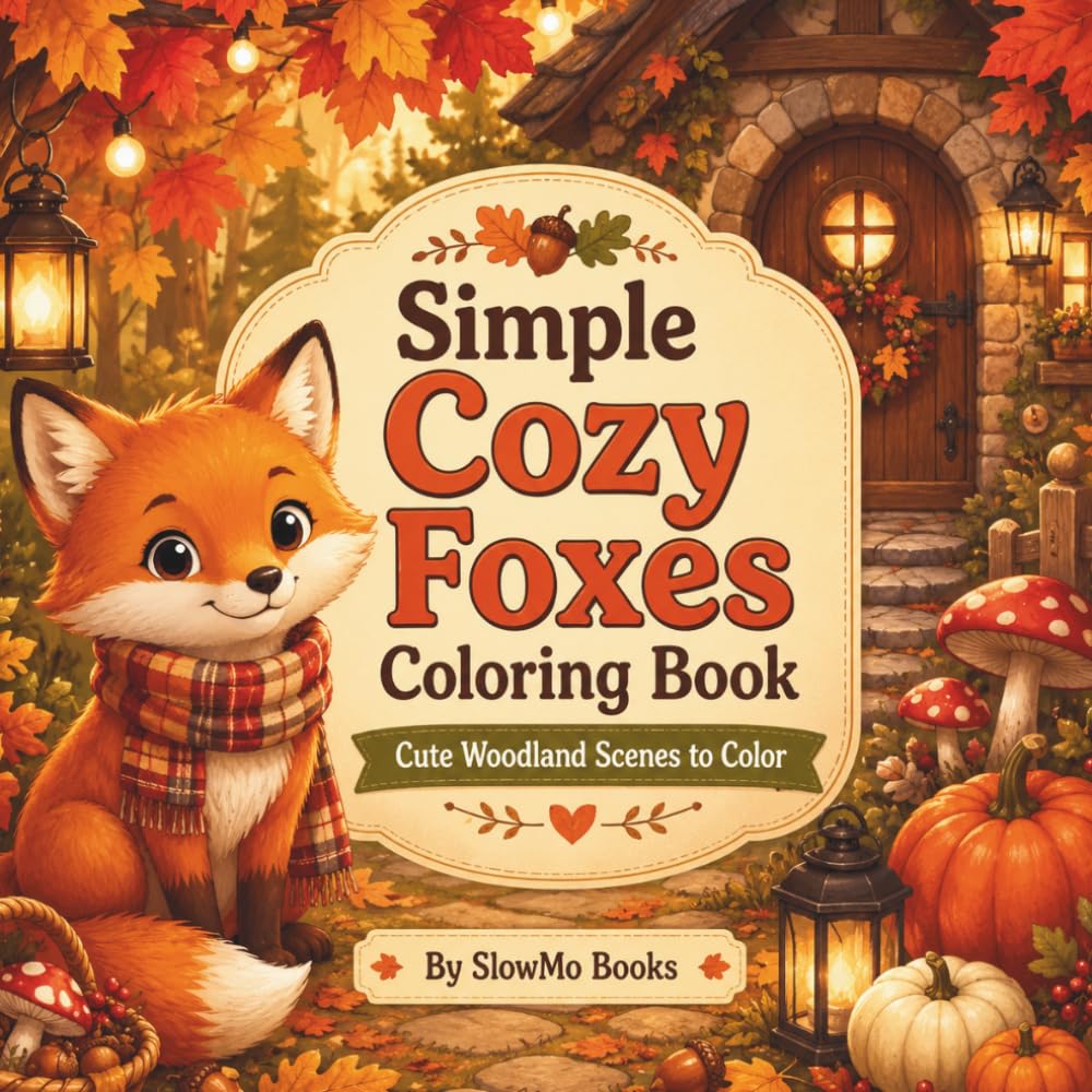 Simple Cozy Foxes Coloring Book: Cute Woodland Scenes to Color (Simple Coloring Books)