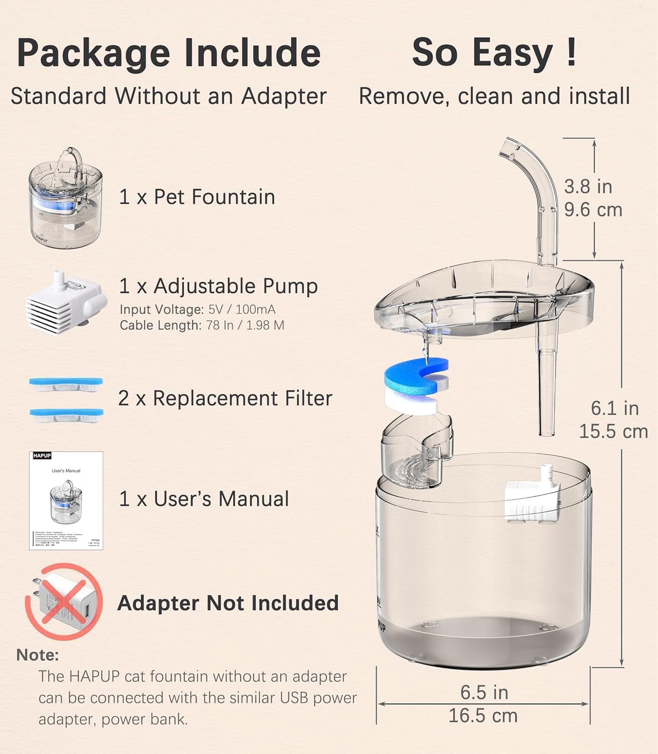 Cat Water Fountain Blue Flower Cat Fountain Cute Small Pet Water Fountain - for Kitten&Kitty& Small Dogs - 2L 4
