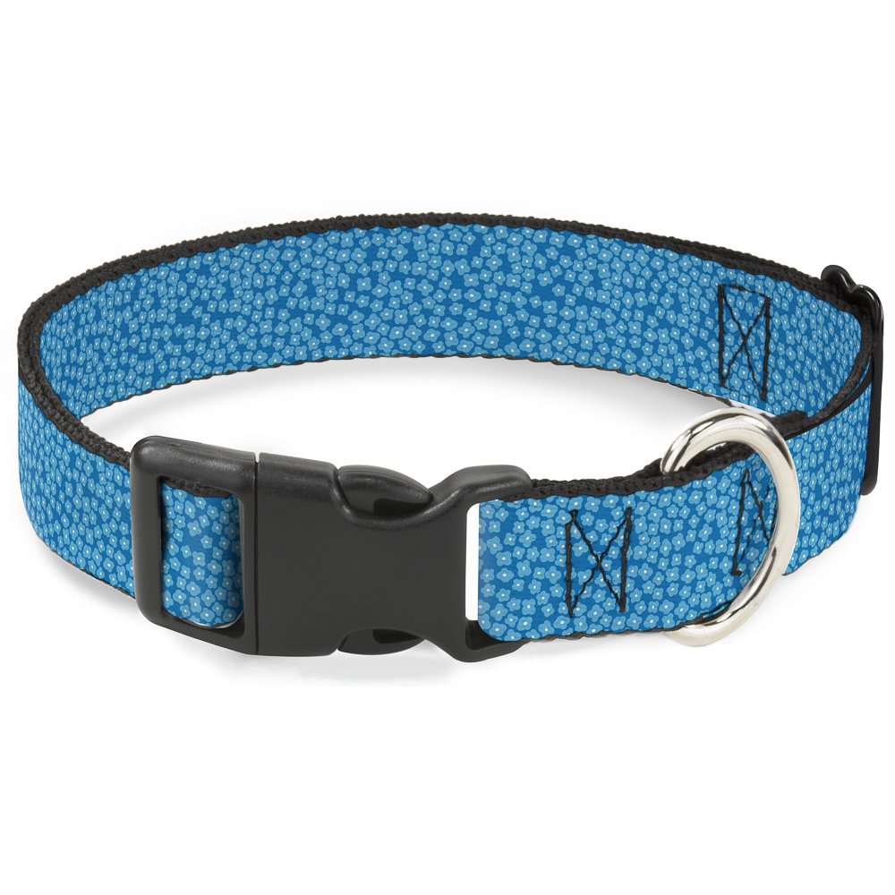 Collier pour chien Petites Fleurs Bleu Blanc réglable 9-38cm