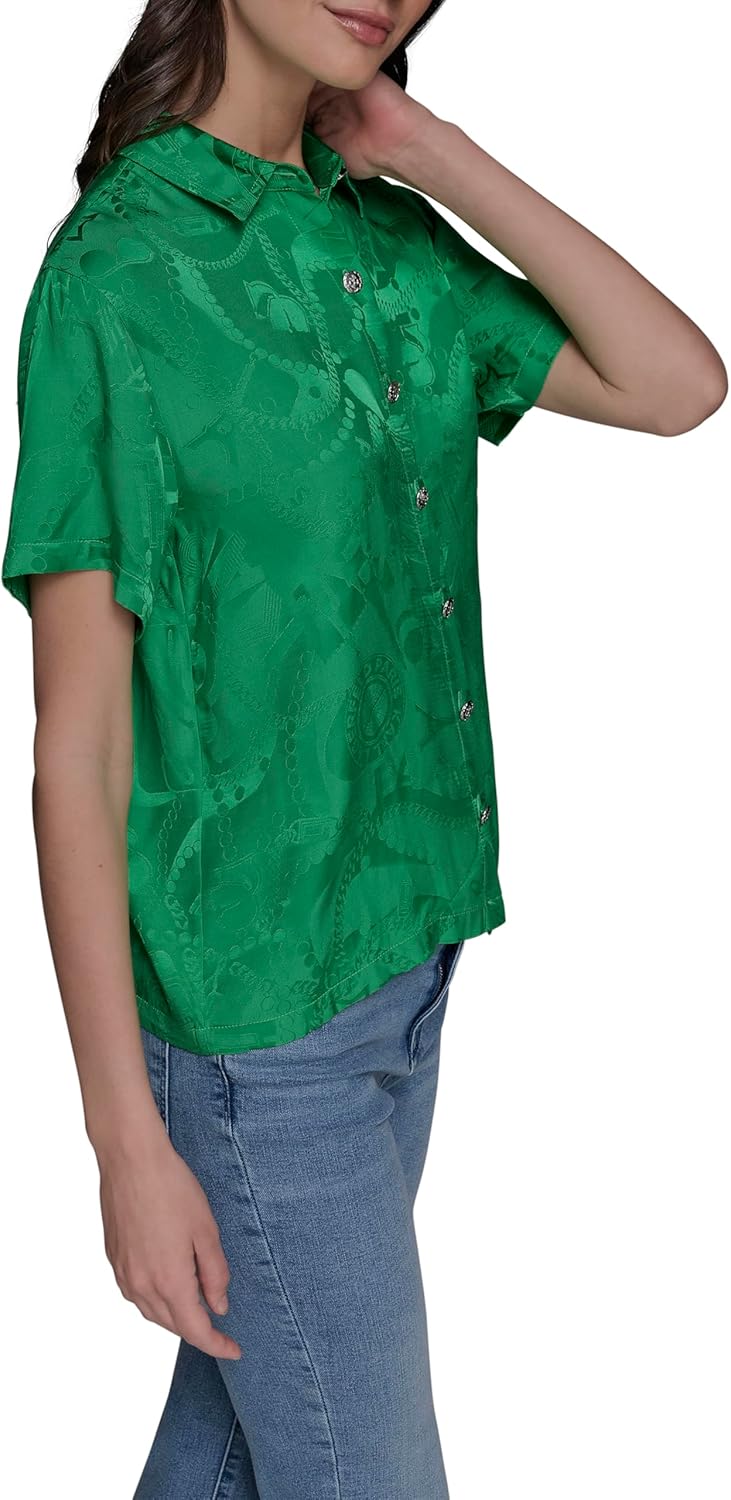 Karl Lagerfeld Womens Short Sleeve Whimsy Loose Fun Blouse - Image 3
