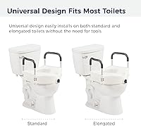 Vista 6 de Drive Medical RTL12027RA Asiento elevado para inodoro con brazos acolchados extraíbles, asiento estándar