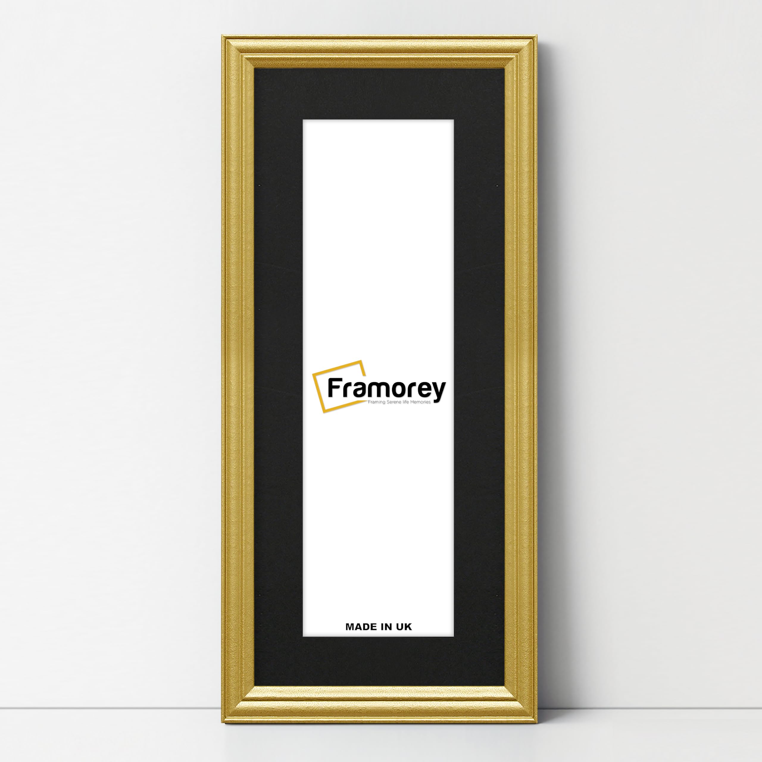 FRAMOREY Panoramic Style Antique LW Picture Frame, 16x9" Gold Photo Frame With 12x5" Black Mount Wall Art Poster Frame, Modern Photo Frames, Home Décor Frames