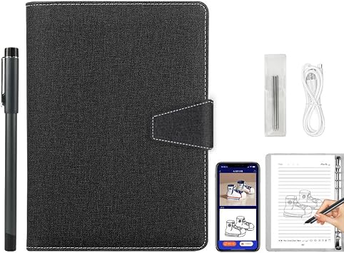 Smart Digital Sketchbook with A5 Erasable Paper Refill + 5 Spare Refills, Intelligent Digital Sketchbook Pro V2, Smart Sync Pen & Notebook, Drawing, Writing, Note-Taking,Black