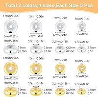 Vista 3 de 40 cuentas de tapón de 5/6/7/0.315 in, cuentas espaciadoras de silicona de latón con goma en el interior, cierres ajustables, cuentas sueltas