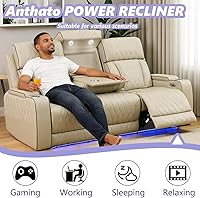 Vista 3 de Juego de sofá reclinable eléctrico, juego de sofá y silla reclinable de cuero, juegos de muebles de sala de estar, muebles de lujo de 3 piezas