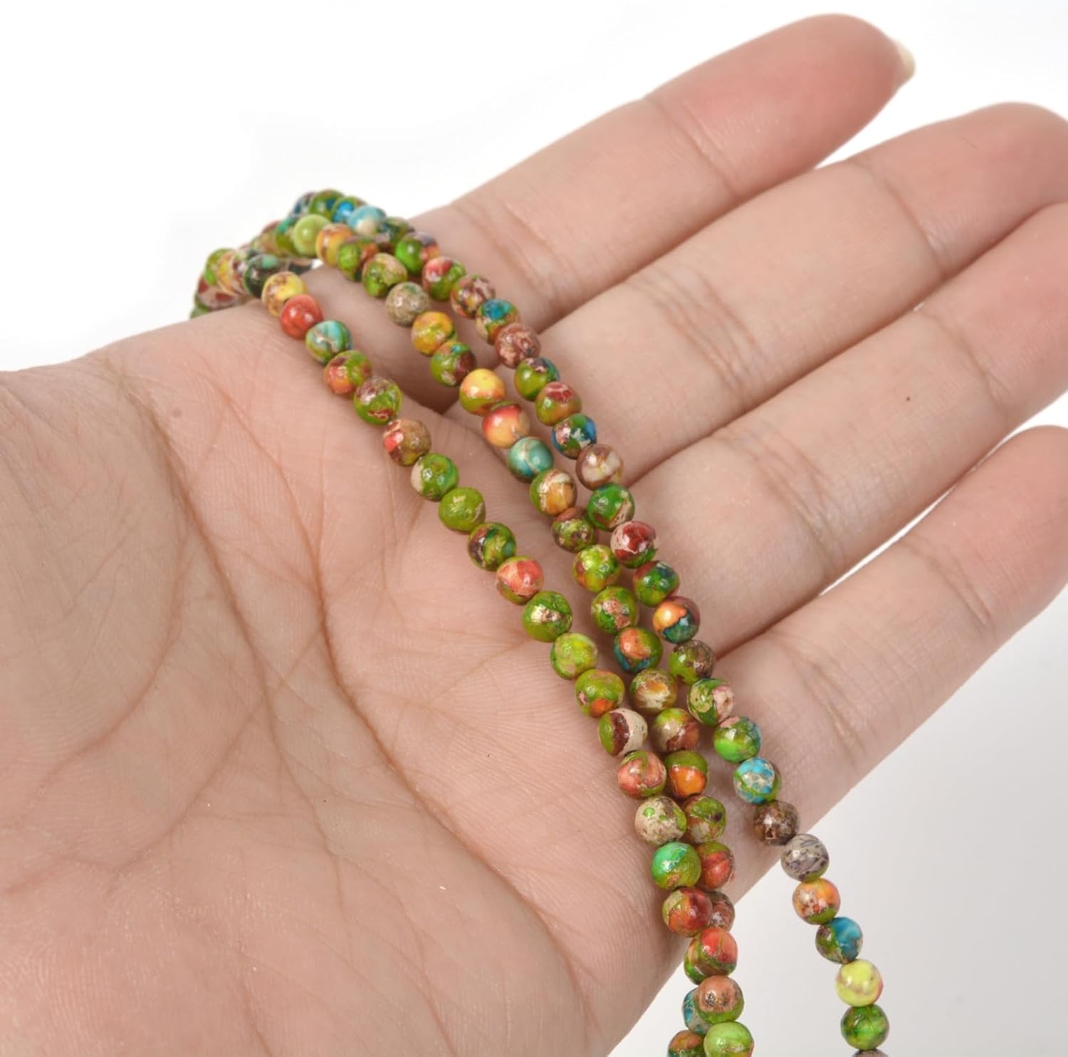 Multi-Color Sea Sediment Jasper 4mm Round Healing Crystal Loose Beads 16 Inch for Jewelry Making Beads - Image 3