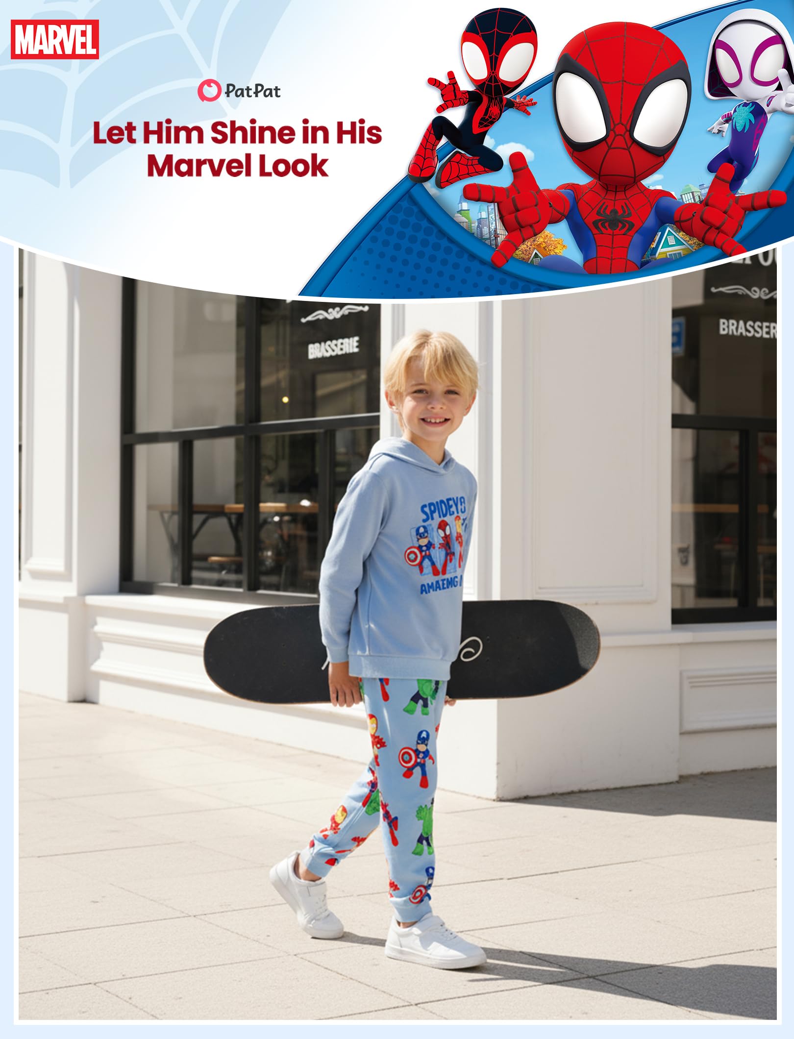 Disney Marvel Spider-Man Mickey Toy Story Cars Boy Pullover Hoodie & Jogger Pants Outfit-Set Sweatsuit Lounge Matching Set 2-9Y