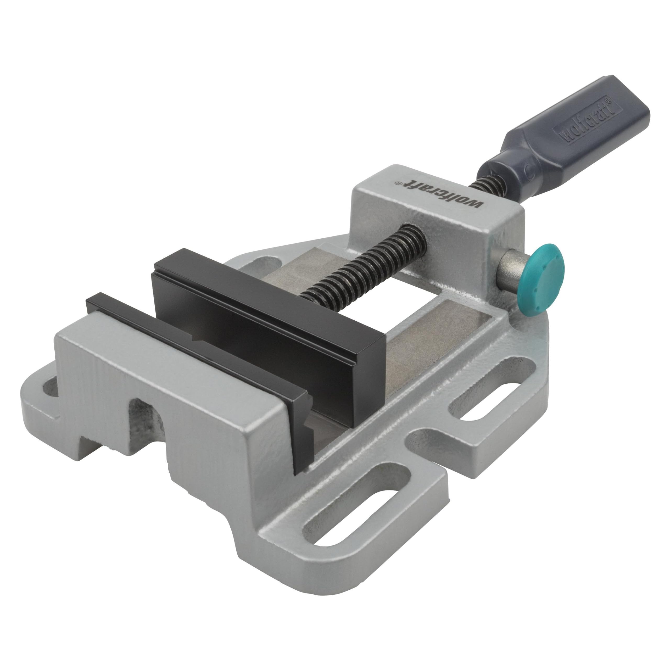 wolfcraft Maschinenschraubstock - 3423000 - mit Schnellverstellung; 200 kg Spannkraft - 80 mm Spannweite - 80 mm Stahlbacke mit horizontalen V-Nuten zum Spannen von Rundmaterial - Stahl-Trapezspindel