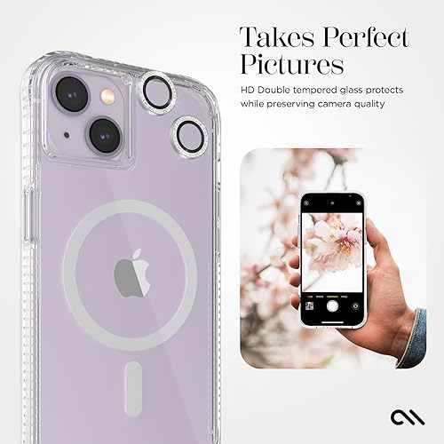 Miniatura 3 de Case-Mate Protector de lente de cámara para iPhone 14 PlusiPhone 14 con anillos brillantes, doble vidrio templado, duradero, antiarañazos, visión