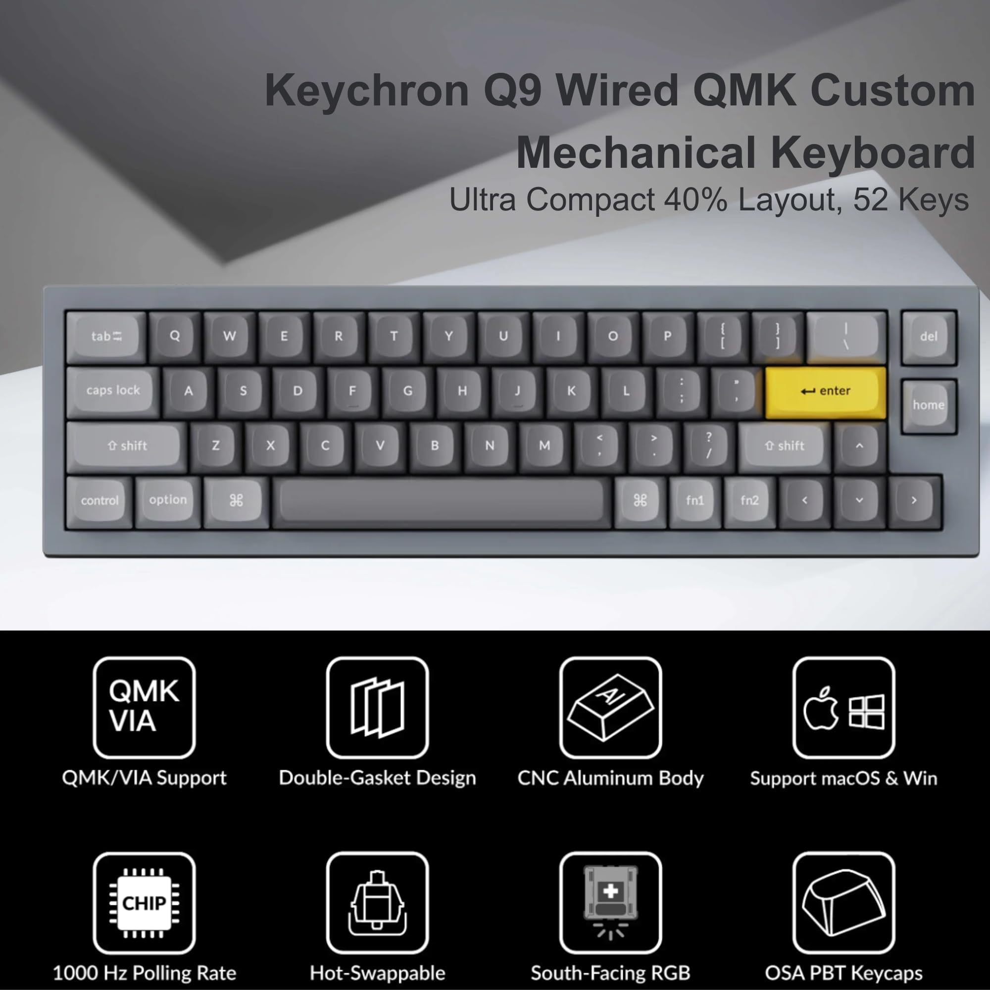 Amazon | Keychron Q9 有線ウルトラミニ 40%メカニカルキーボード