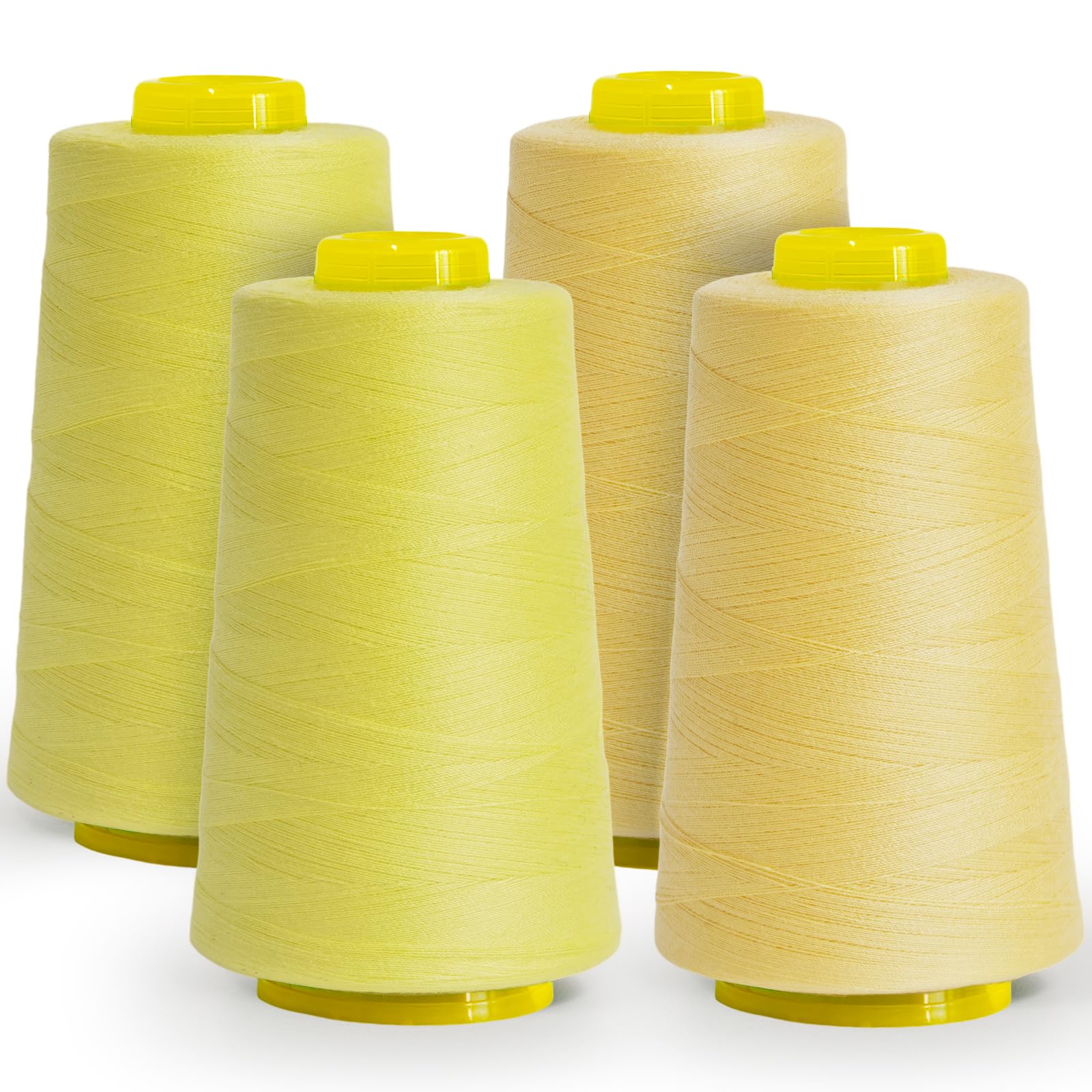 All-Purpose Polyester Sewing Thread - 4-Pack (12,000 Yards Total) - Yellow Thread Cones for Serger, Overlock, Quilting & Sewing Machines