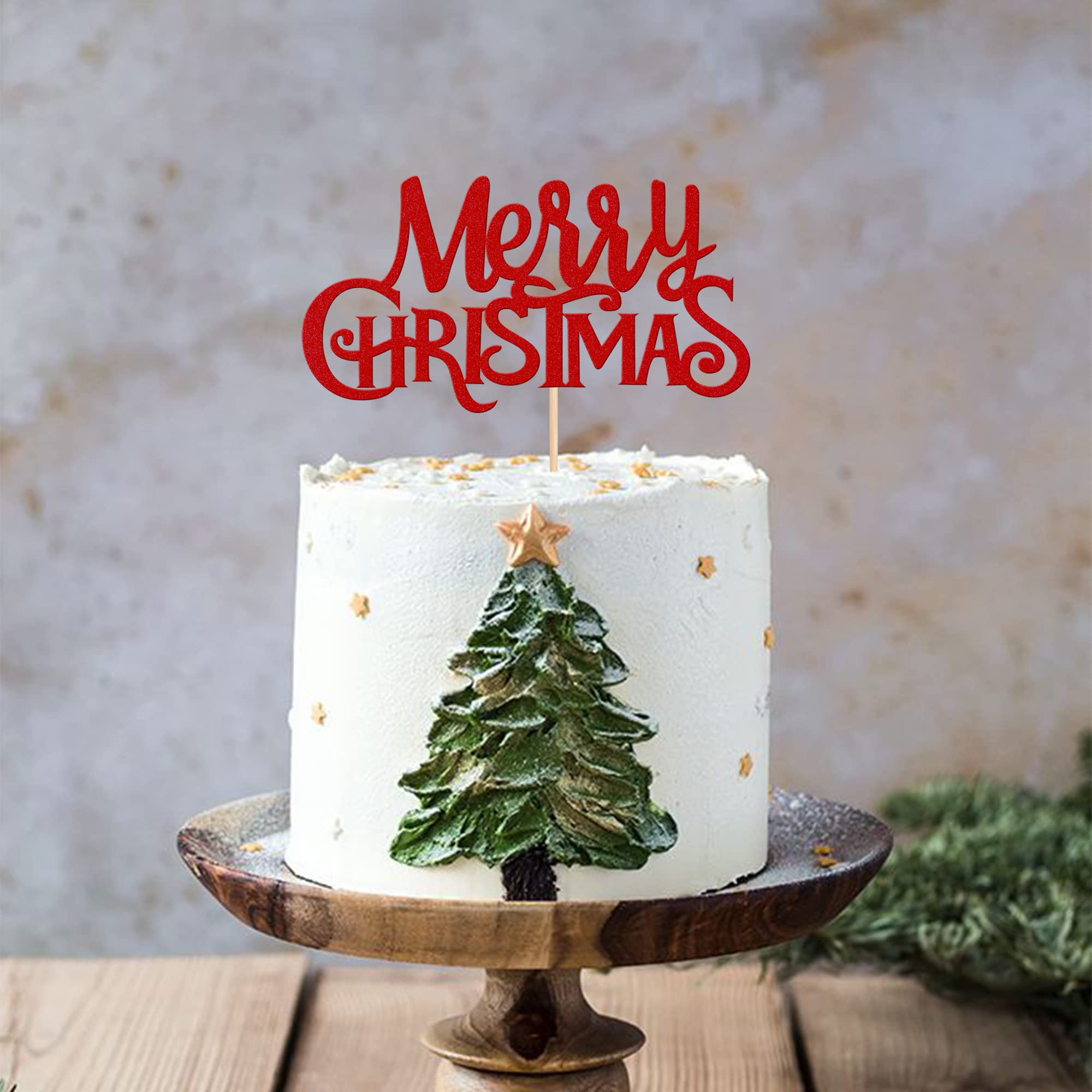 1 Paquete De Decoración Para Tarta De Navidad Con Purpurina
