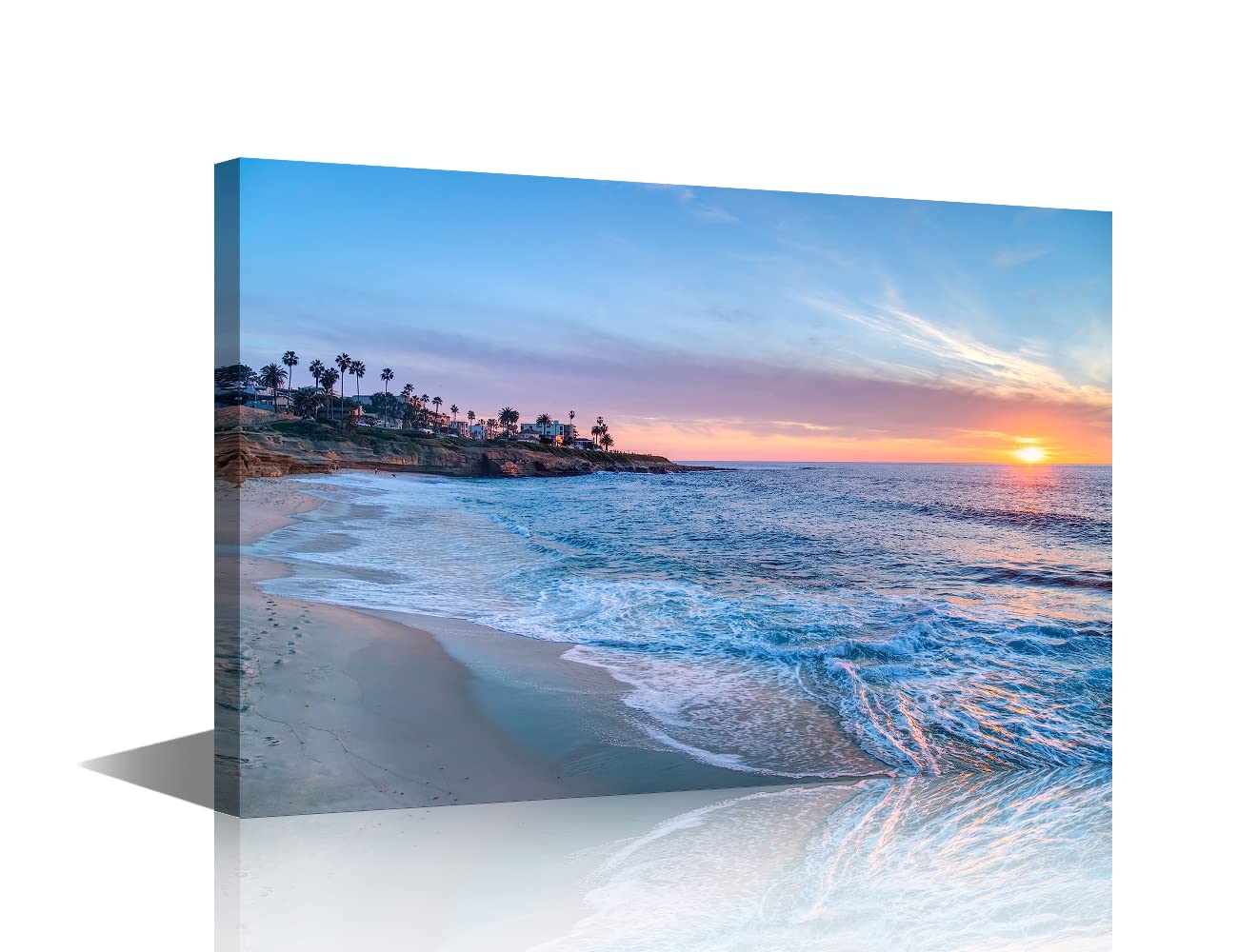 TISHIRON Canvas Wall Art Seaside Sunset Painting Wall Decorations for Living Room Bedroom Modern Family Bathroom Hang Pictures Wall Artwork Office Canvas Art Prints Framed Ready to Hang (18X12in)