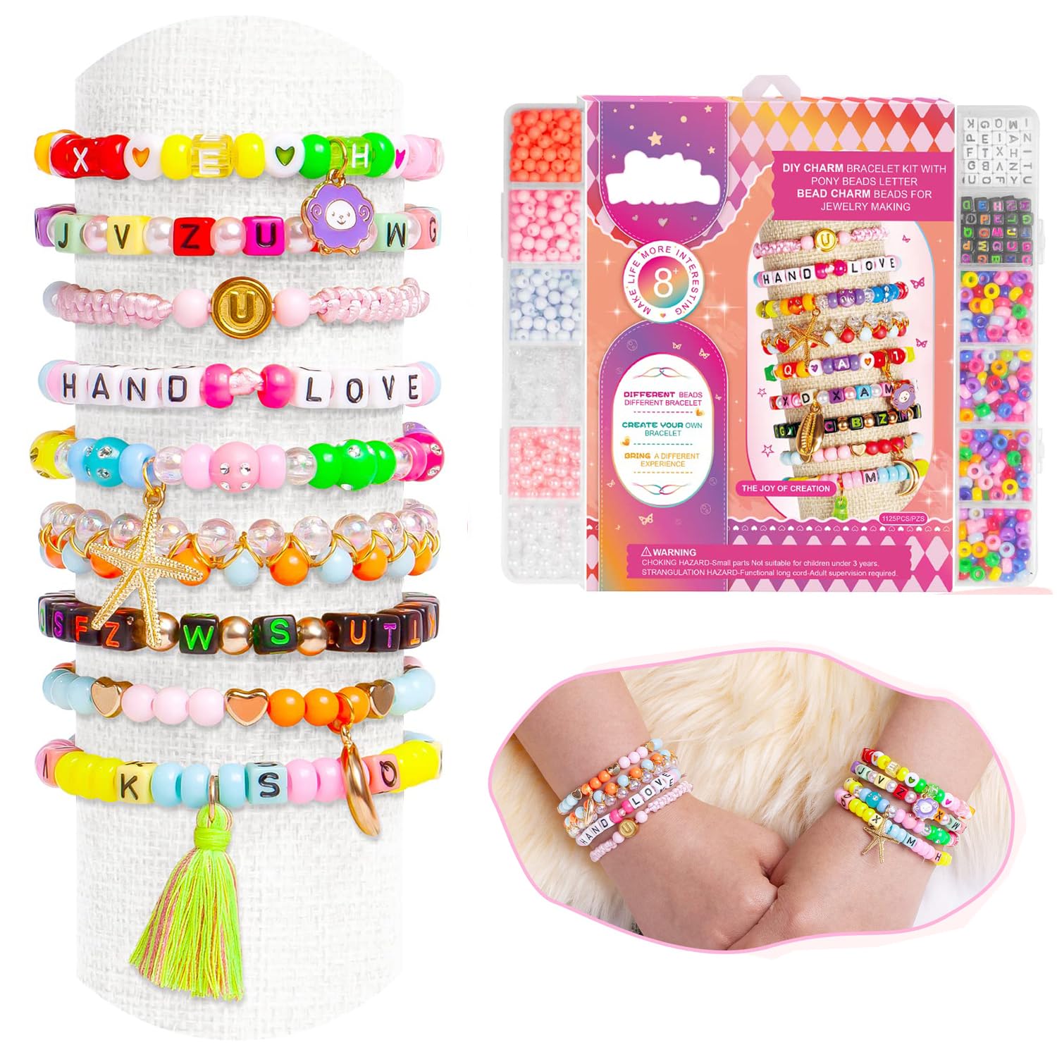 KASTWAVE Beads Bracelet Making Kit, Clay Beads Jewelry Making Kit, Friendship Bracelet Kit, Kids Adults Charm Bracelet DIY Arts and Crafts Supplies for Bracelet Making Gifts for Teen Girls