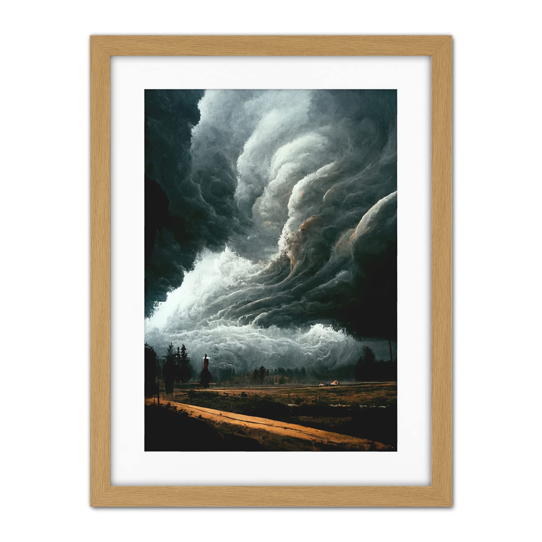 Doppelganger33 LTD The Storm Rolls In Oil Painting Clouds Countryside Artwork Framed Wall Art Print 18X24 Inch