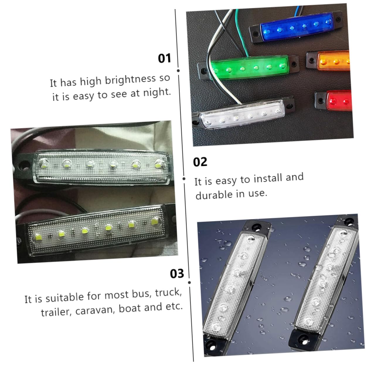 Sosoport 3 Set Di Luci Per Barche Marine Luci Di Poppa A Led Per Kayak Canoa Barca Da Pesca Yacht 6 Pezzi * 3